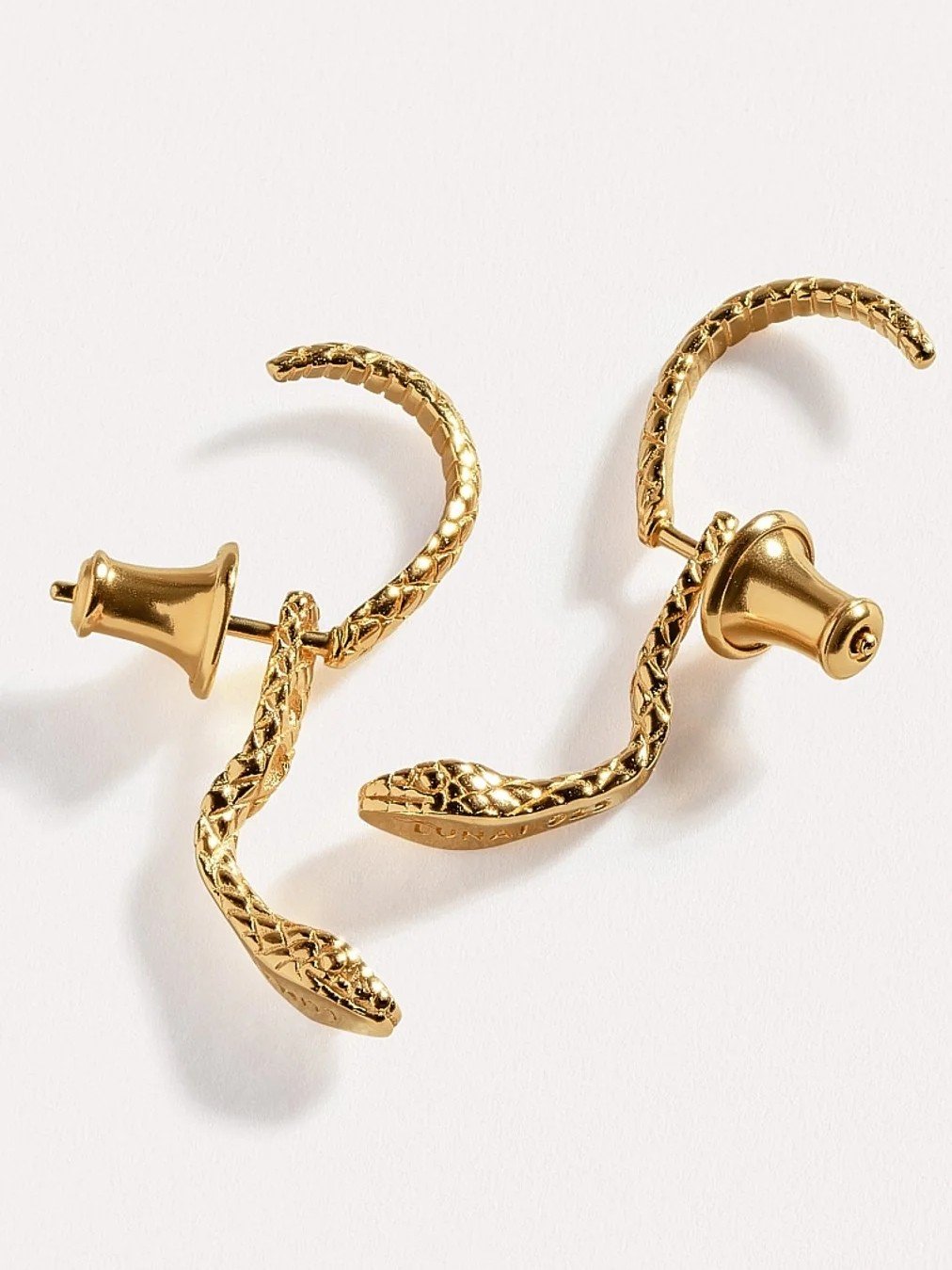 Salma Gold Serpent Ear Jackets | A Symbol of Power & Transformation - Pair24K Gold PlatedALLAnimal EarringsLunai Jewelry