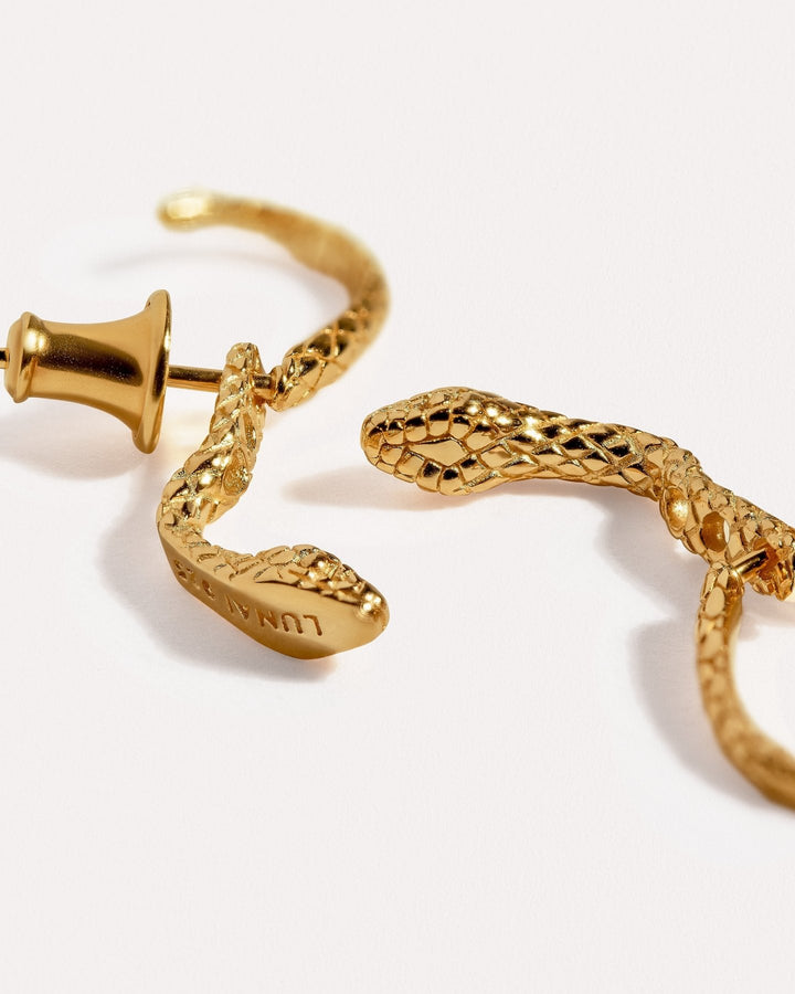 24k Gold Serpent Earrings – Limited Edition Artisan Design - Pair925 Silver OxideALLAnimal EarringsLunai Jewelry
