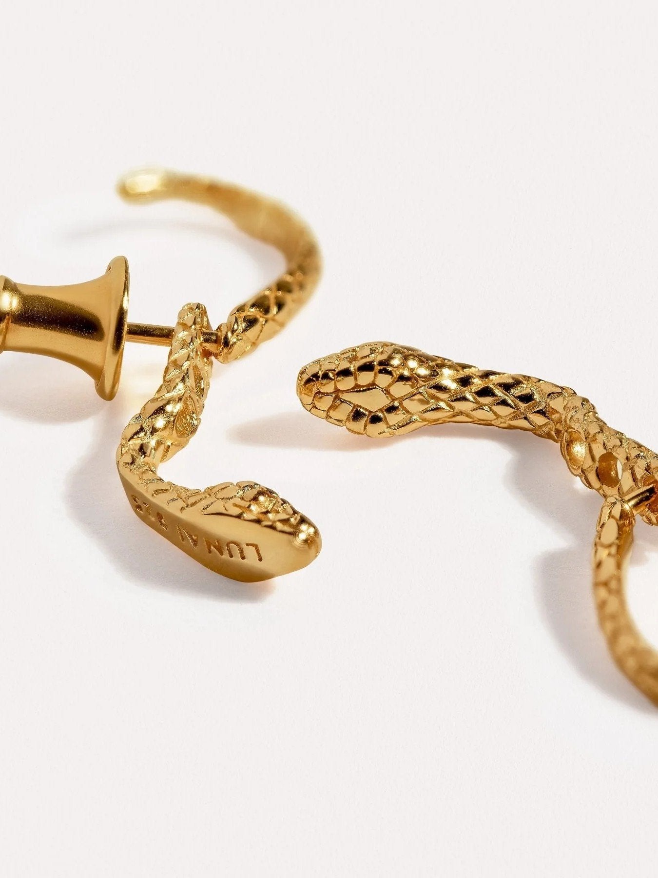24k Gold Serpent Earrings – Limited Edition Artisan Design - Pair925 Silver OxideALLAnimal EarringsLunai Jewelry