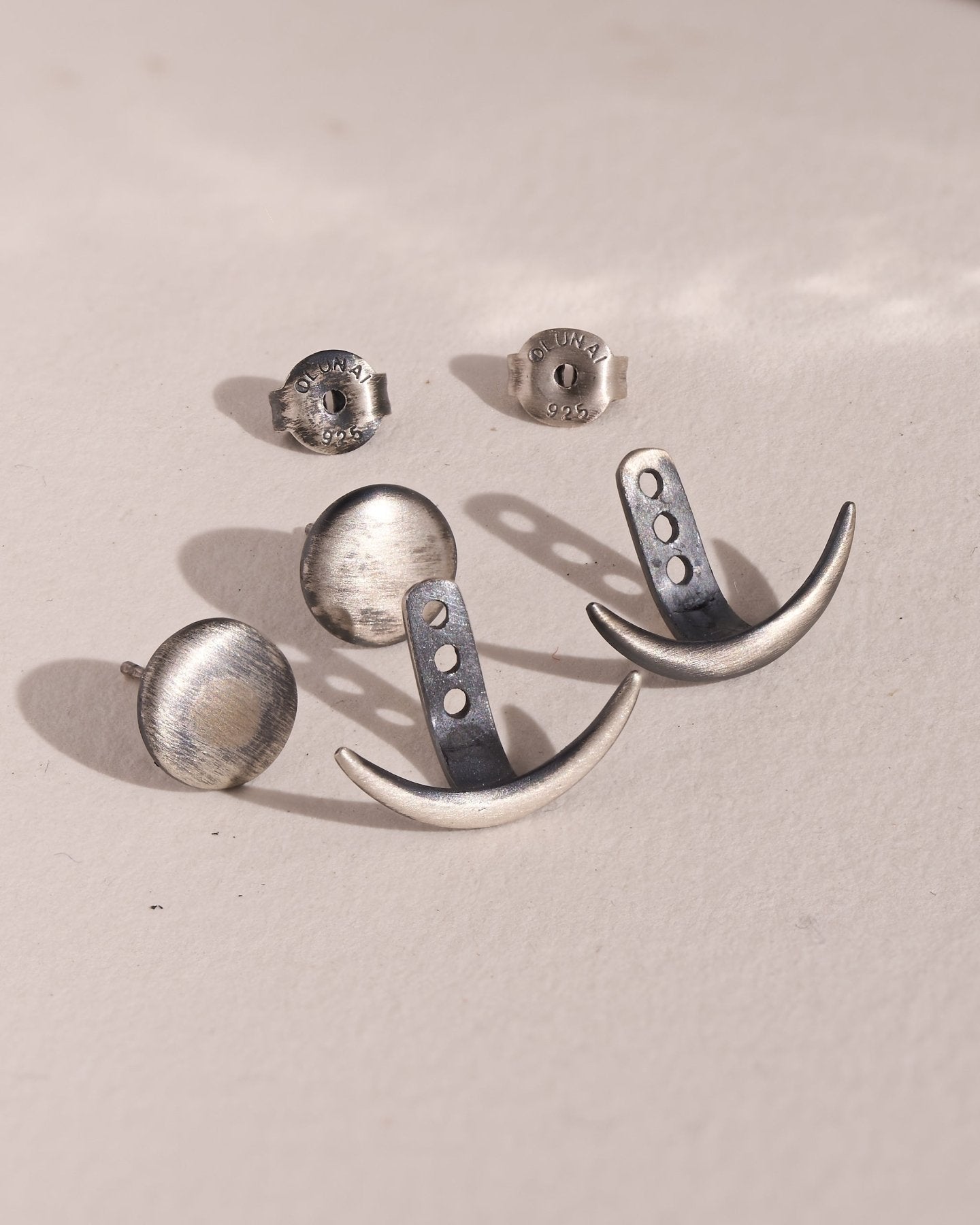 Mona Moon Phase Earring - 925 Silver OxideALLcelestial earringsLunai Jewelry
