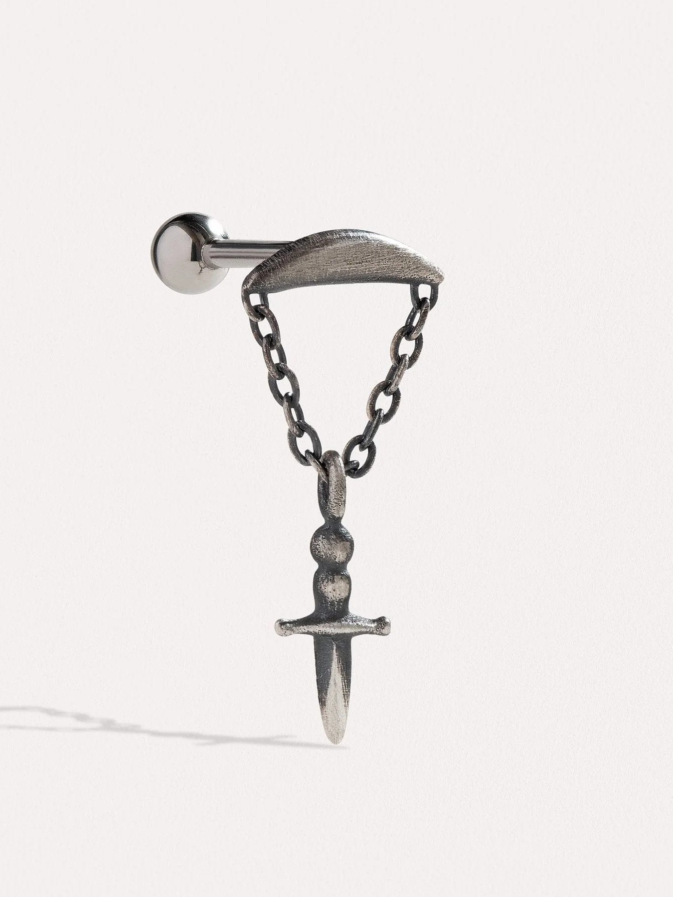 Emy Helix Dagger Flat Back Earrings - Silver OxideFlat Back 18g/5mmALLbody jewelryLunai Jewelry