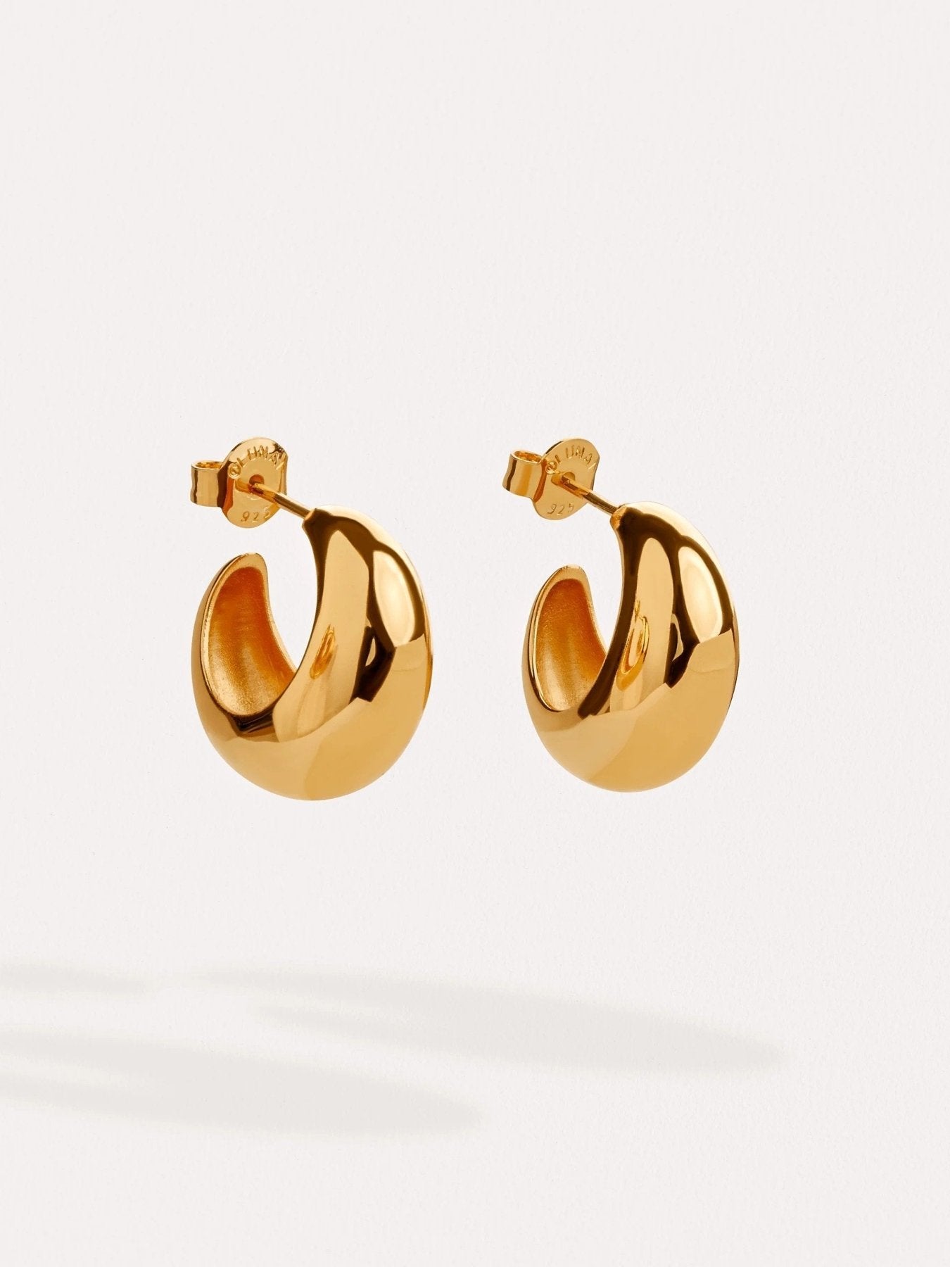 Elise hoop worn by model — quiet elegance in 24k gold”