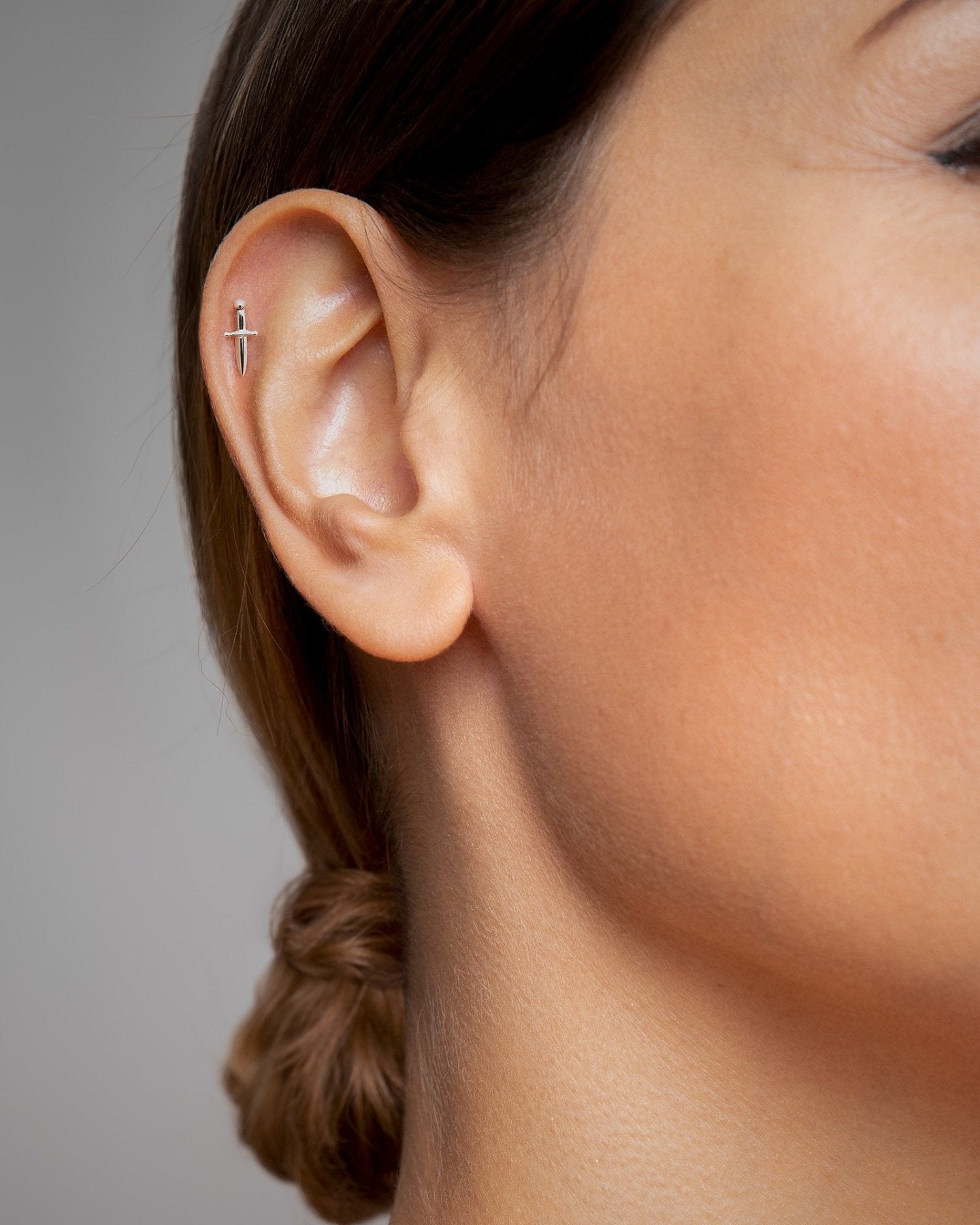 Helix Dagger Cartilage Piercing | Silver & Gold Flat Back - 10 mm 925 SilverScrew Ball 18g/5mmALLcartilage piercingLunai Jewelry