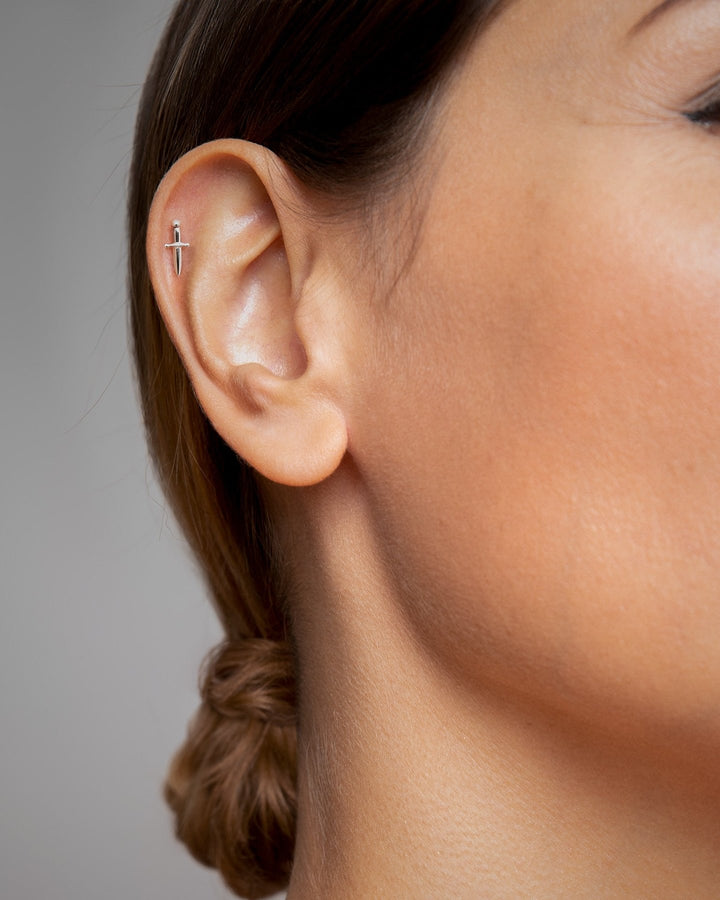 Helix Dagger Cartilage Piercing | Silver & Gold Flat Back - 10 mm 925 SilverScrew Ball 18g/5mmALLcartilage piercingLunai Jewelry