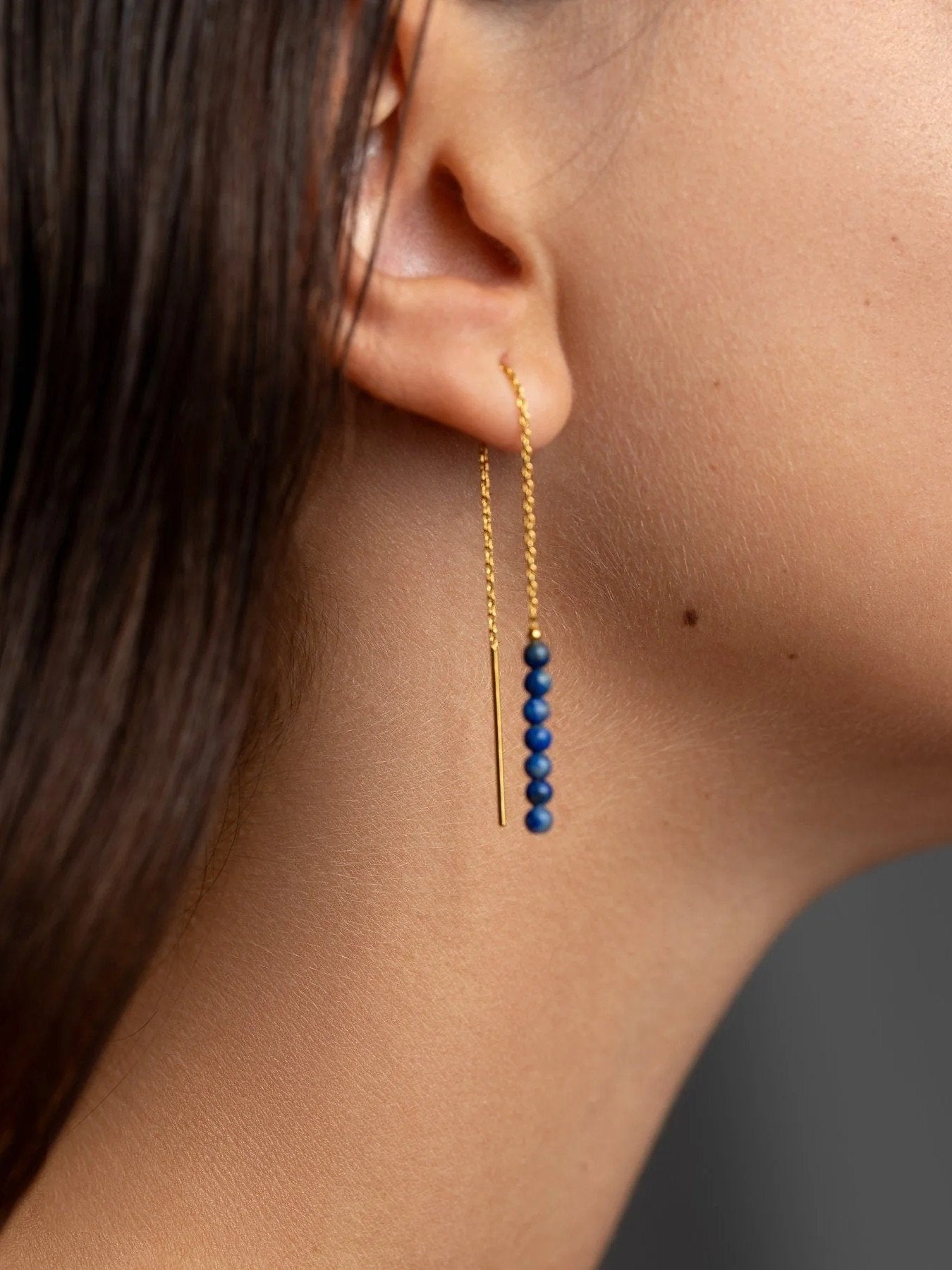 Adela Long Chain Earrings with Natural Gemstones - 3. Jade80MMALLbeaded earringsLunai Jewelry