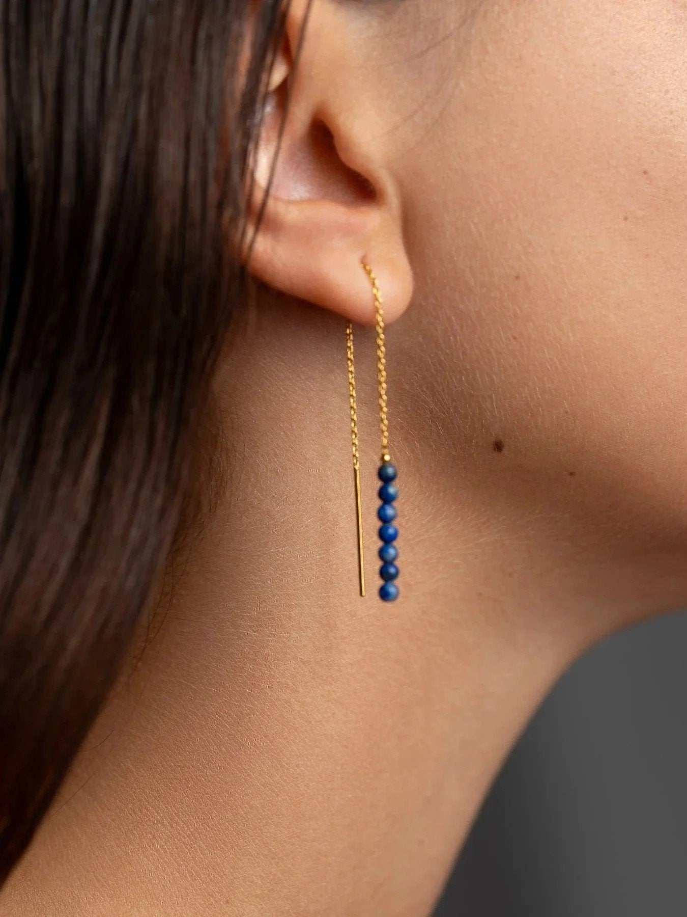 Adela Long Chain Earrings with Natural Gemstones - 3. Jade80MMALLbeaded earringsLunai Jewelry