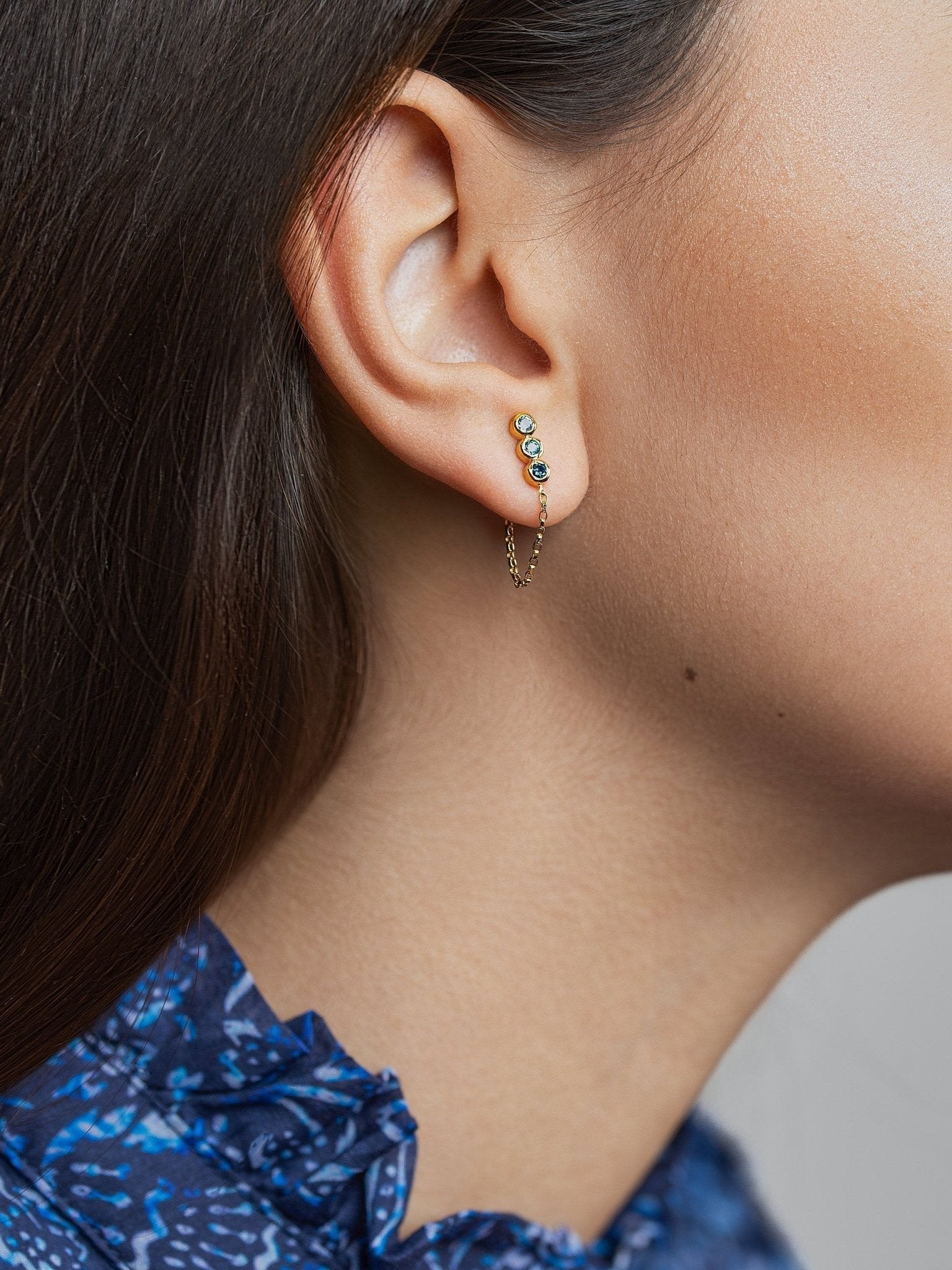 Branca Aquamarine Chain Earrings - BLUESAnniversary Giftaquamarine earringsLunai Jewelry