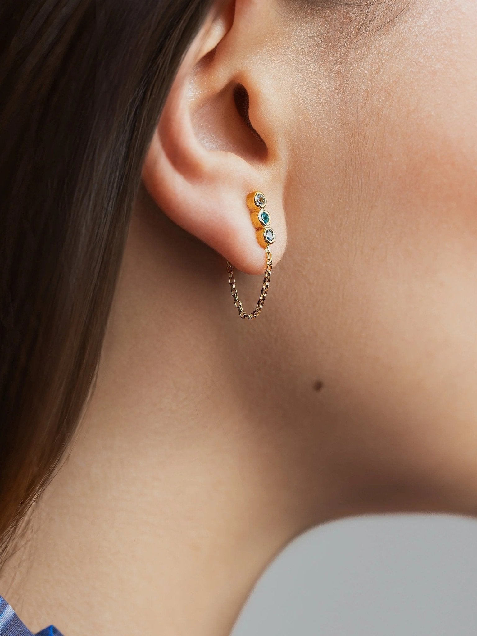 Branca Aquamarine Chain Earrings - BLUESAnniversary Giftaquamarine earringsLunai Jewelry