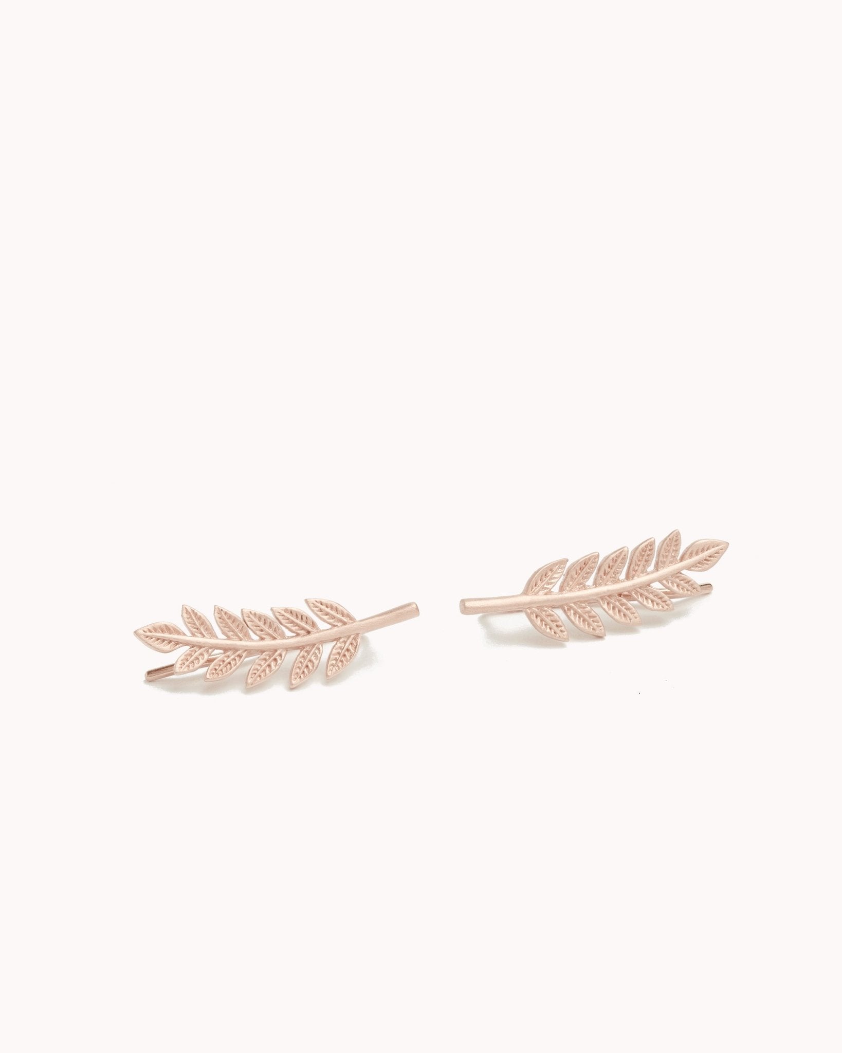 Diantha Leaf Ear Climber Earring - 18K Rose Gold MattePairBackUpItemsChristmas GiftLunai Jewelry