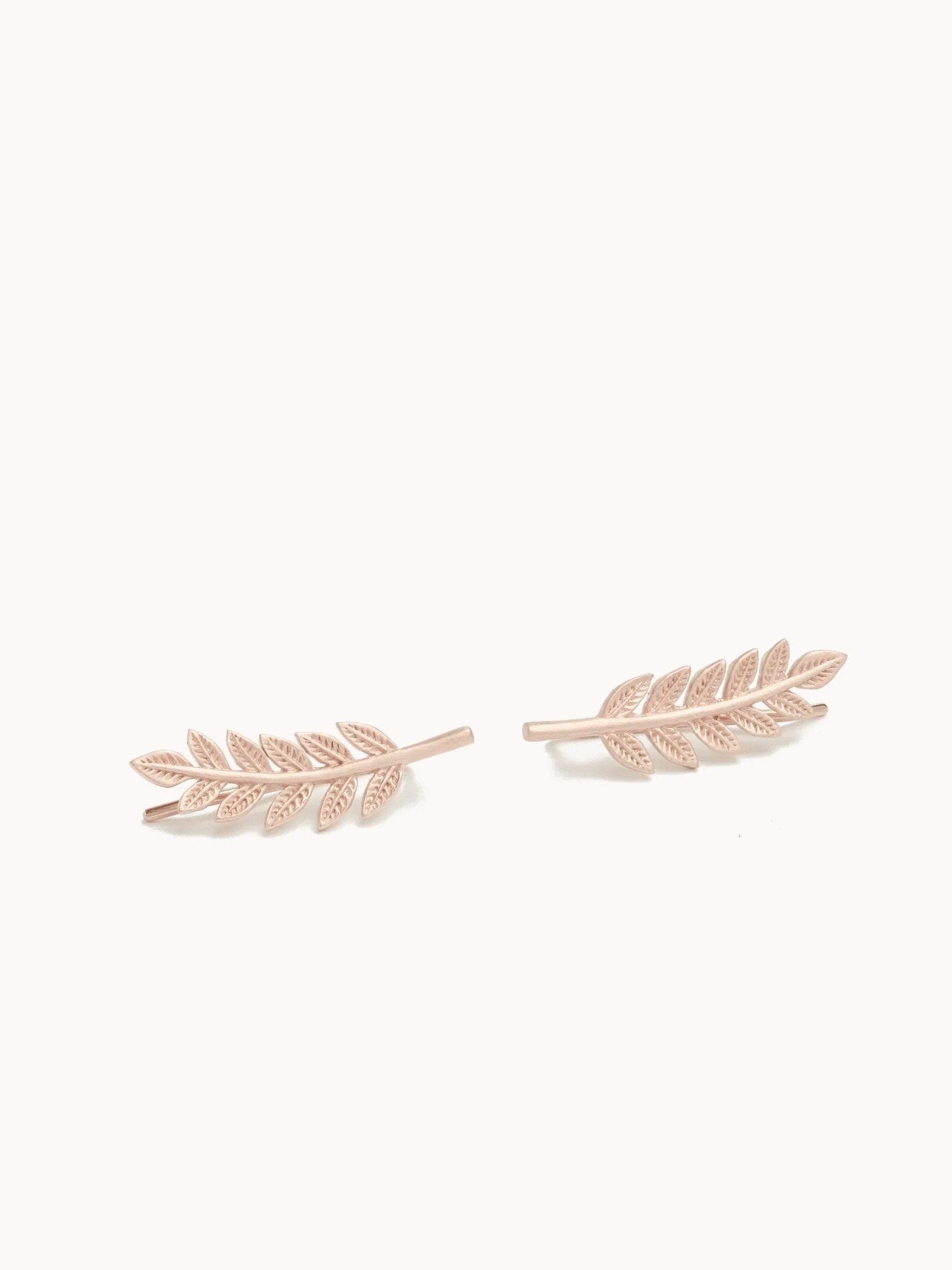 Diantha Leaf Ear Climber Earring - 18K Rose Gold MattePairBackUpItemsChristmas GiftLunai Jewelry
