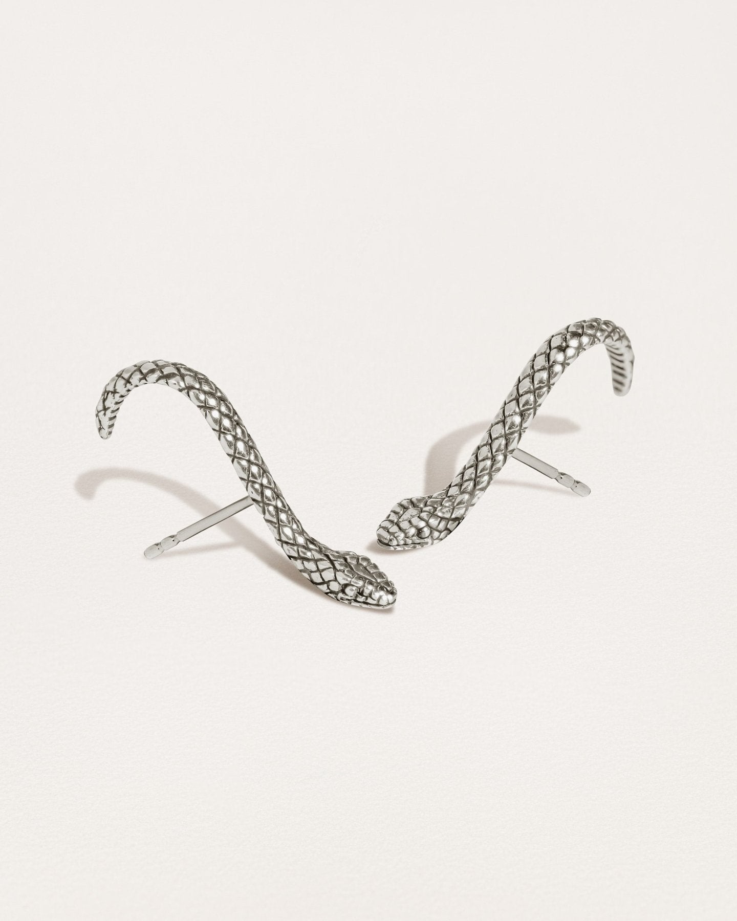 Sterling Silver Snake Earrings for Men: Edgy Jewelry - St Silver ShinyPairAnimal earringscuff earringsLunai Jewelry