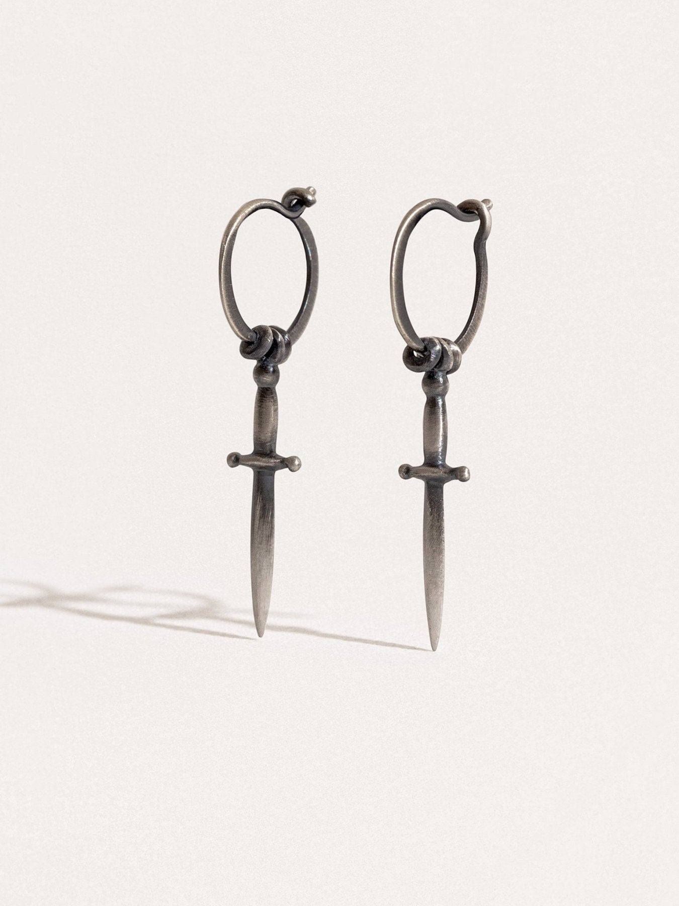 Dagger Hoop Earrings - Sword Jewelry Handmade Sterling Silver
