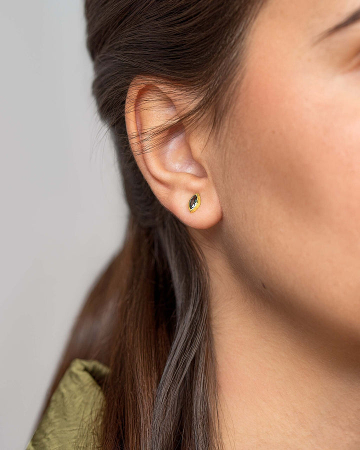 Marquise Pink Ruby Gold Stud Earrings - Unique Birthsone and Bridesmaid Earrings - STD145