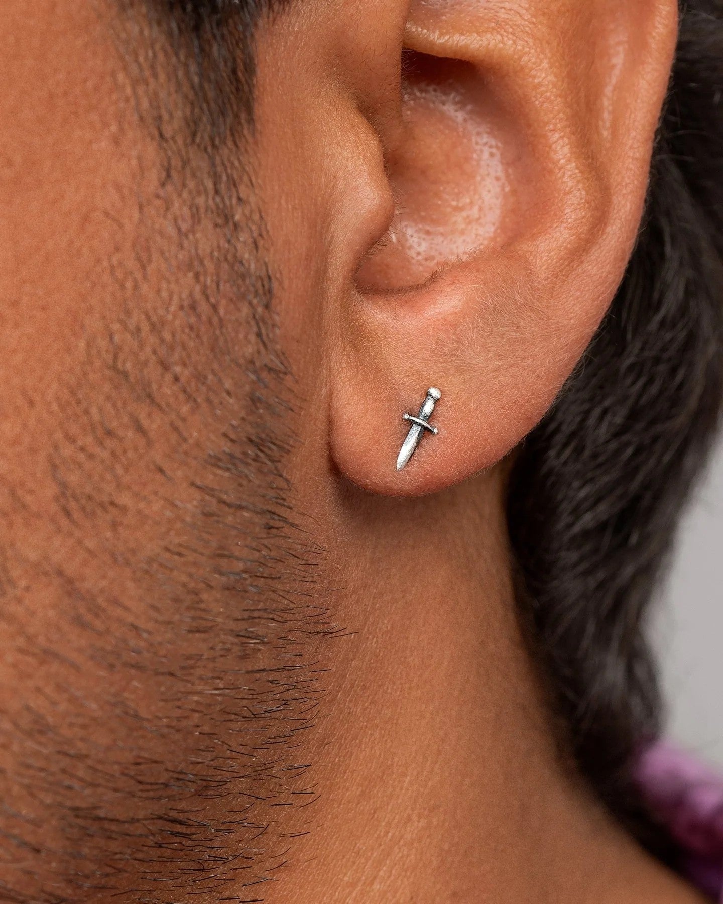 Sterling Silver Sword Stud Earrings – Dagger Earrings for Men – Medieval Inspired Jewelry – STD108