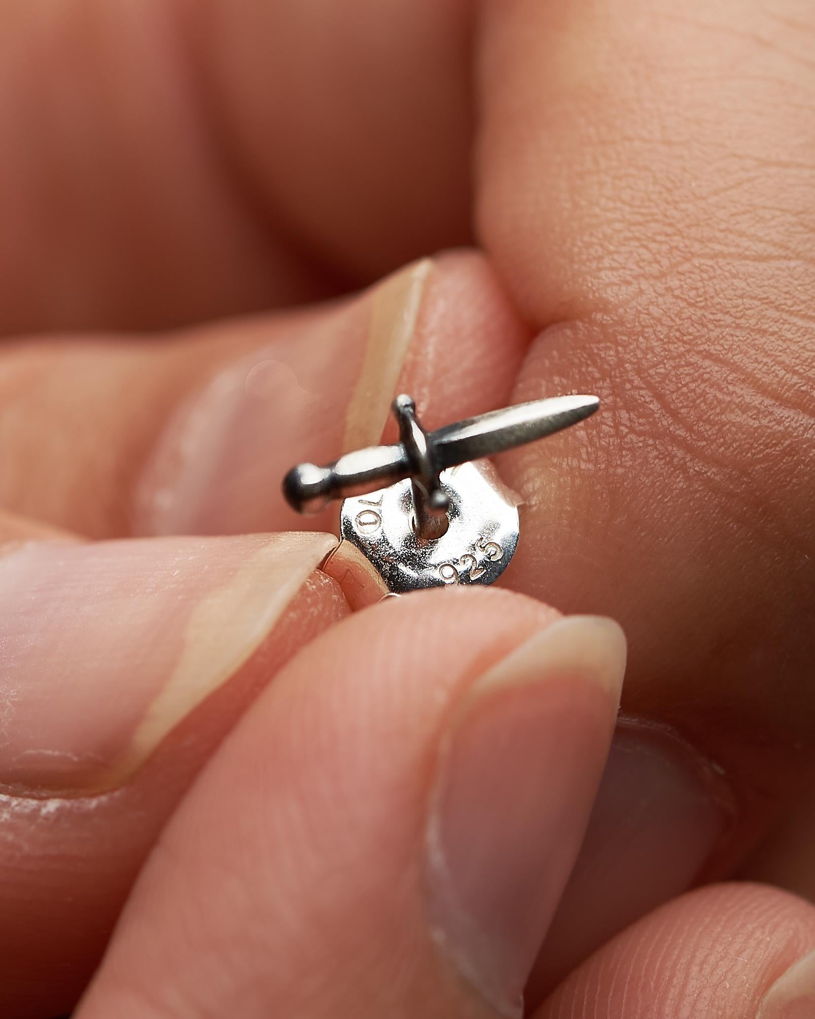 Sterling Silver Sword Stud Earrings – Dagger Earrings for Men – Medieval Inspired Jewelry – STD108