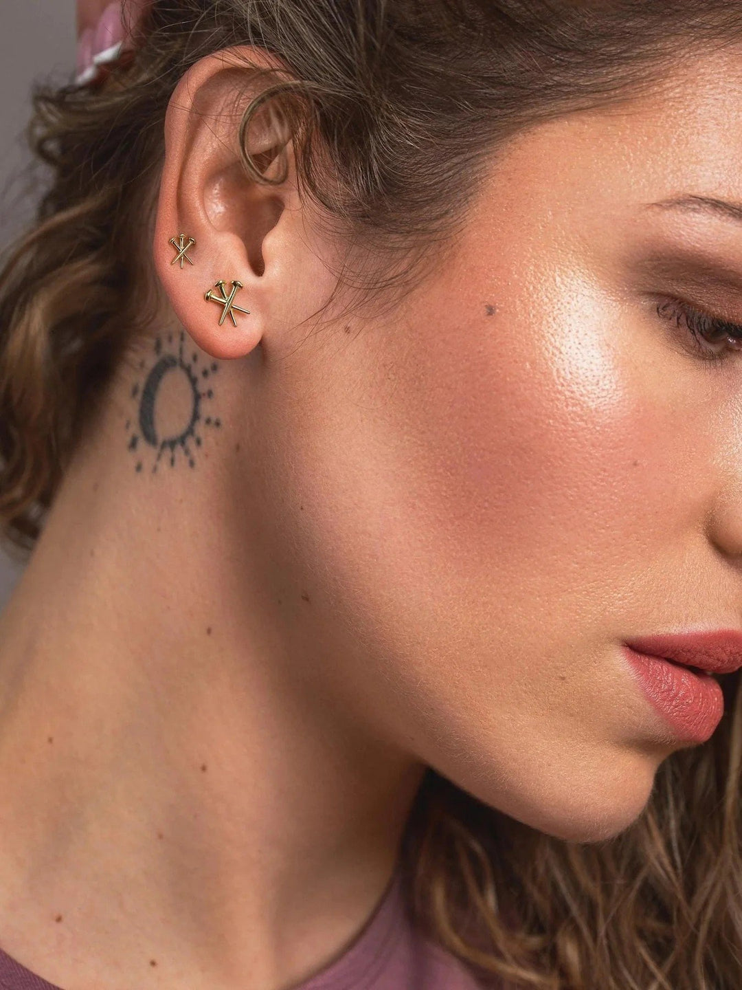 Dainty Cross Stud Earrings – Gold or Silver - Pair 10 mm925 Silver Oxide925 silver studsalternative styleLunai Jewelry