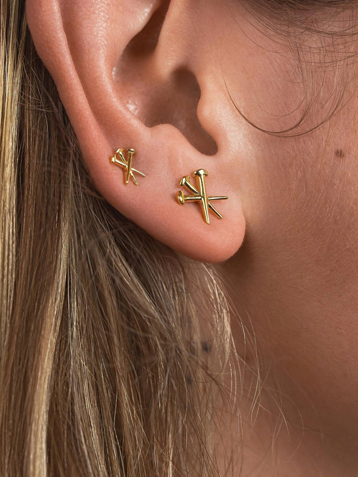 Dainty Cross Stud Earrings – Gold or Silver - Pair 10 mm24K Gold Plated925 silver studsalternative styleLunai Jewelry