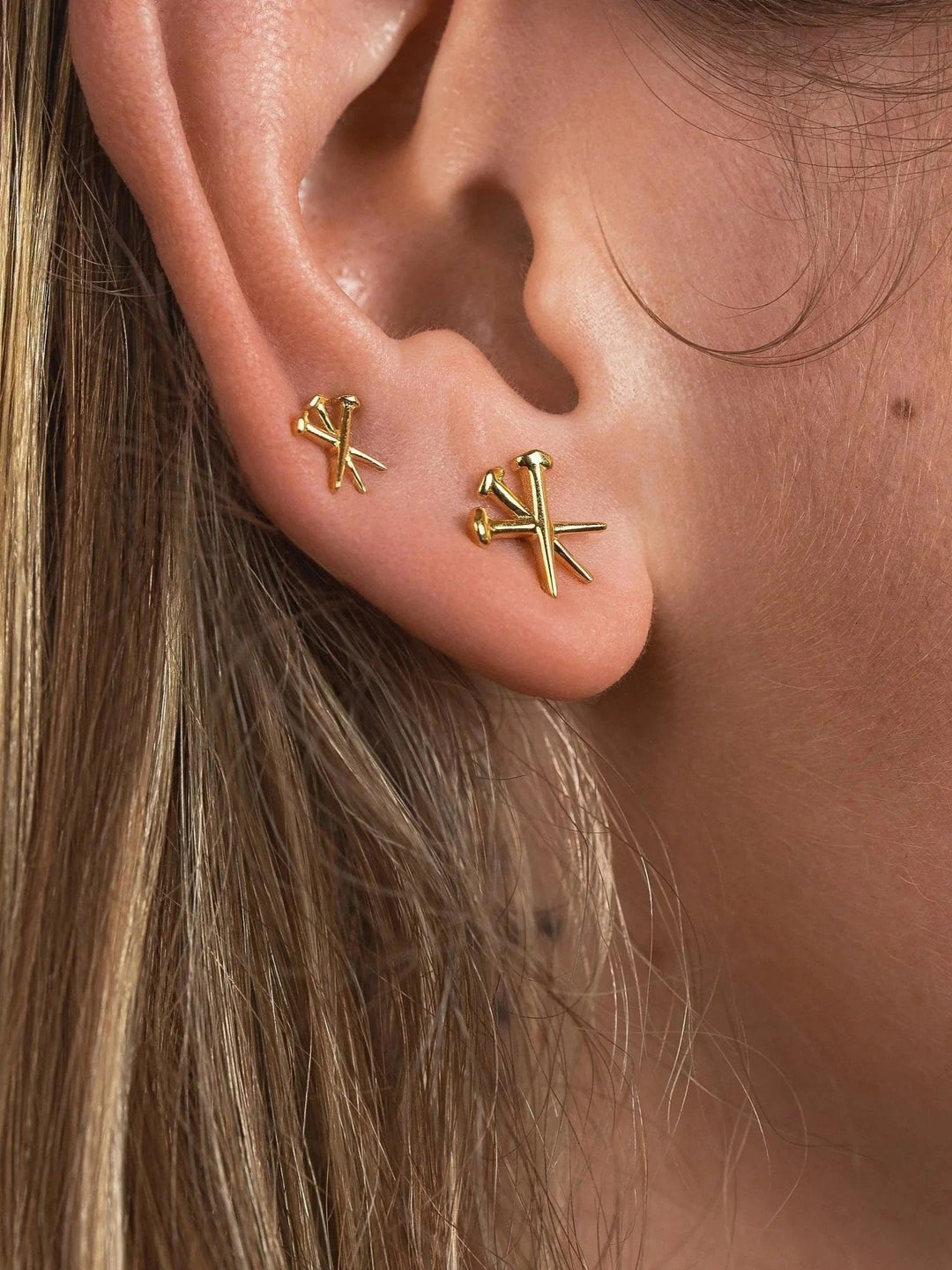 Dainty Cross Stud Earrings – Gold or Silver - Pair 10 mm24K Gold Plated925 silver studsalternative styleLunai Jewelry