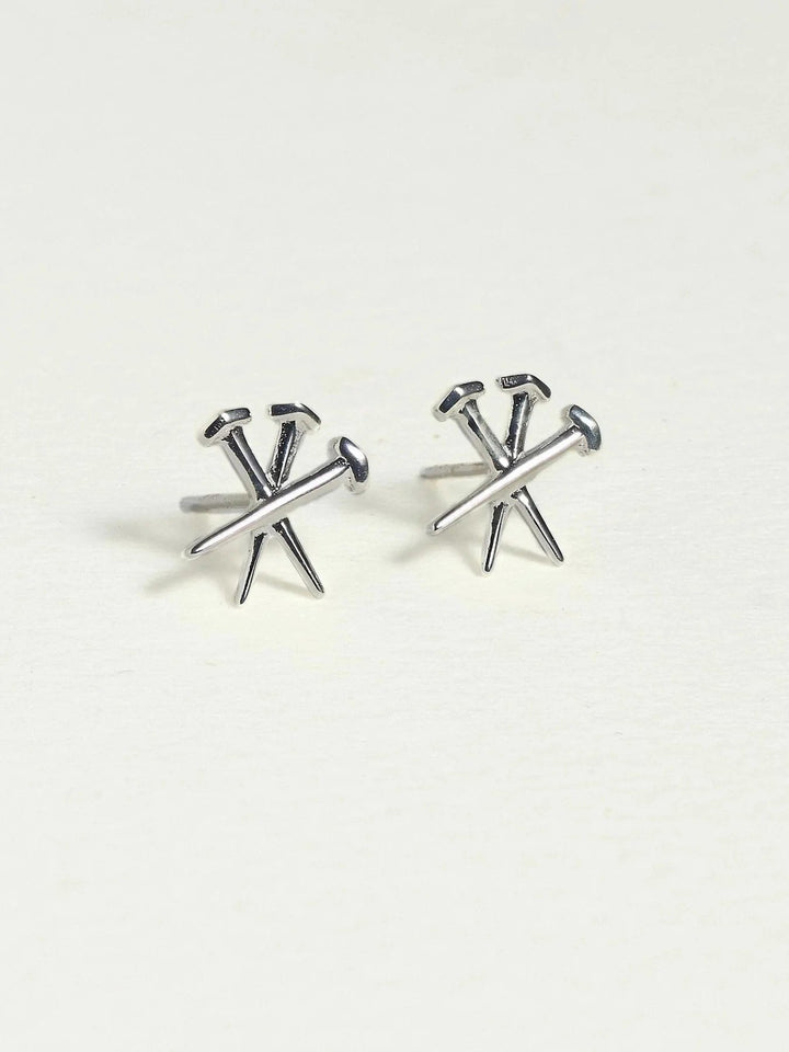 Dainty Cross Stud Earrings – Gold or Silver - Pair 10 mm925 Sterling Silver925 silver studsalternative styleLunai Jewelry