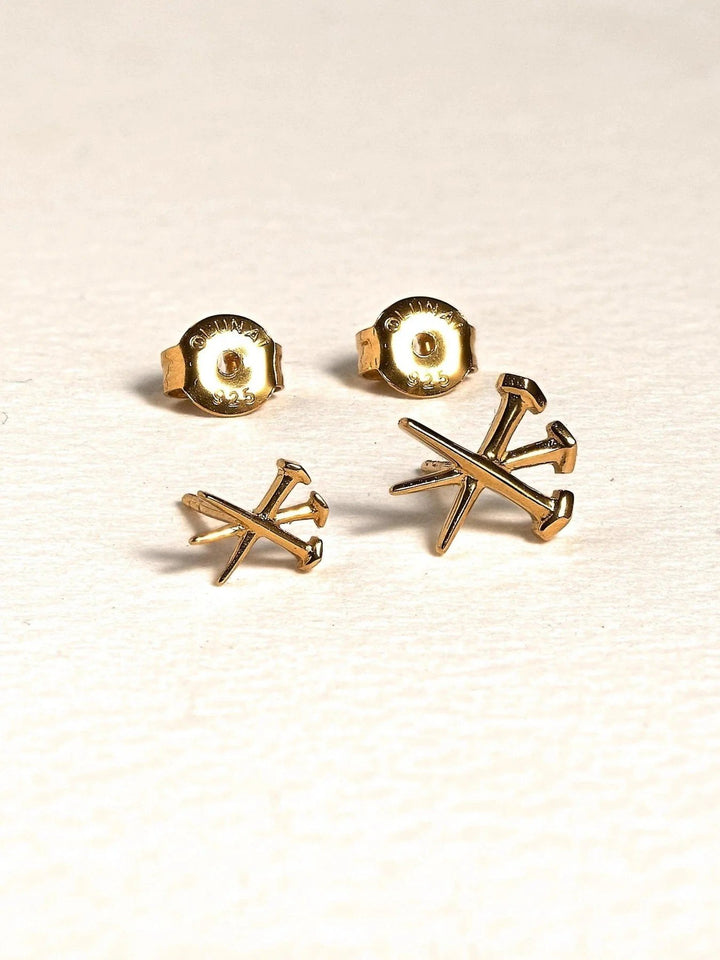 Dainty Cross Stud Earrings – Gold or Silver - Pair 8 mm24K Gold Plated925 silver studsalternative styleLunai Jewelry