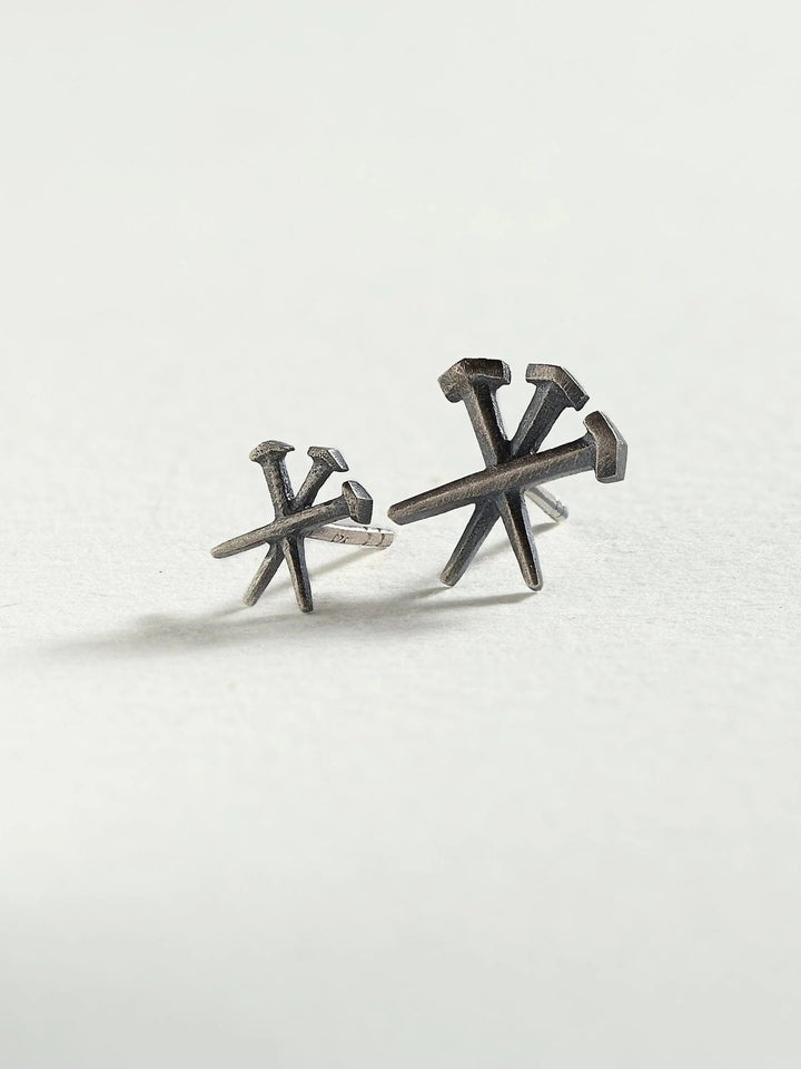 Dainty Cross Stud Earrings – Gold or Silver - Pair 8 mm925 Silver Oxide925 silver studsalternative styleLunai Jewelry