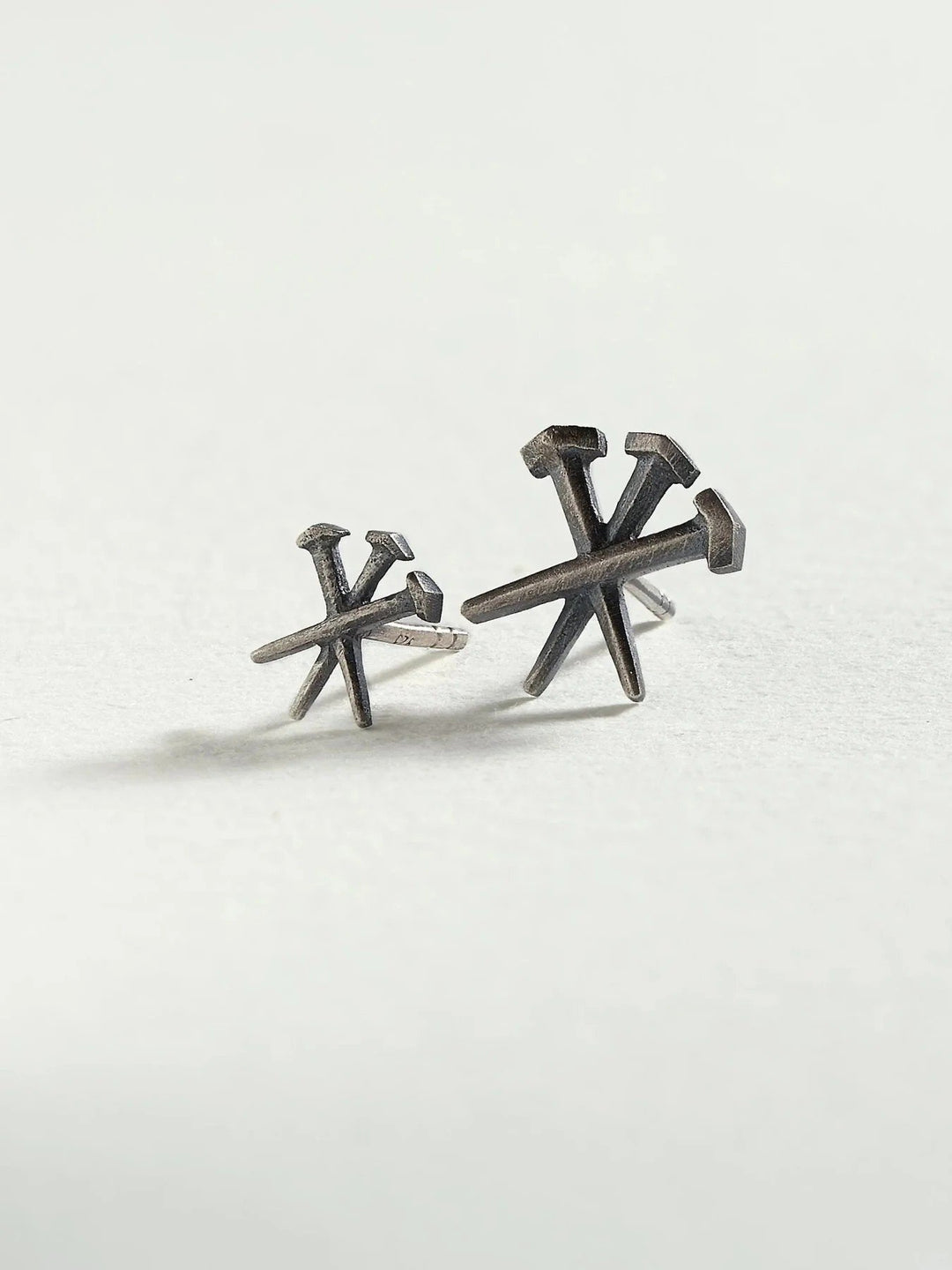 Dainty Cross Stud Earrings – Gold or Silver - Pair 8 mm925 Silver Oxide925 silver studsalternative styleLunai Jewelry