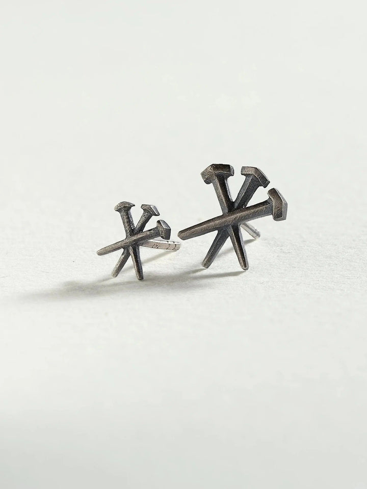 Dainty Cross Stud Earrings – Gold or Silver - Pair 8 mm925 Silver Oxide925 silver studsalternative styleLunai Jewelry
