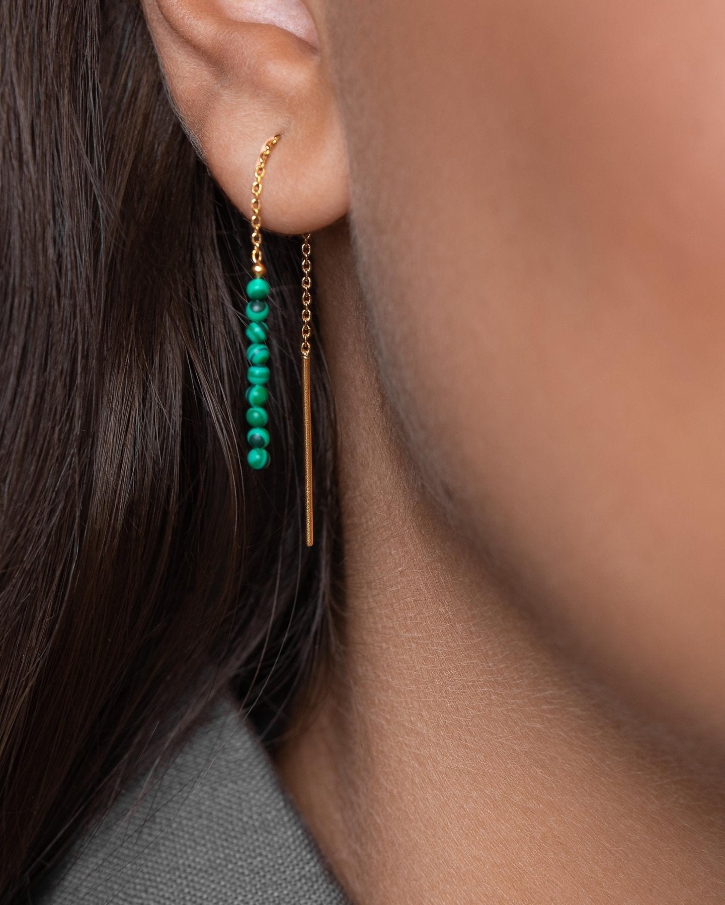Tulita Malachite Chain Earrings - Malachite80MMALLchain drop earringsLunai Jewelry