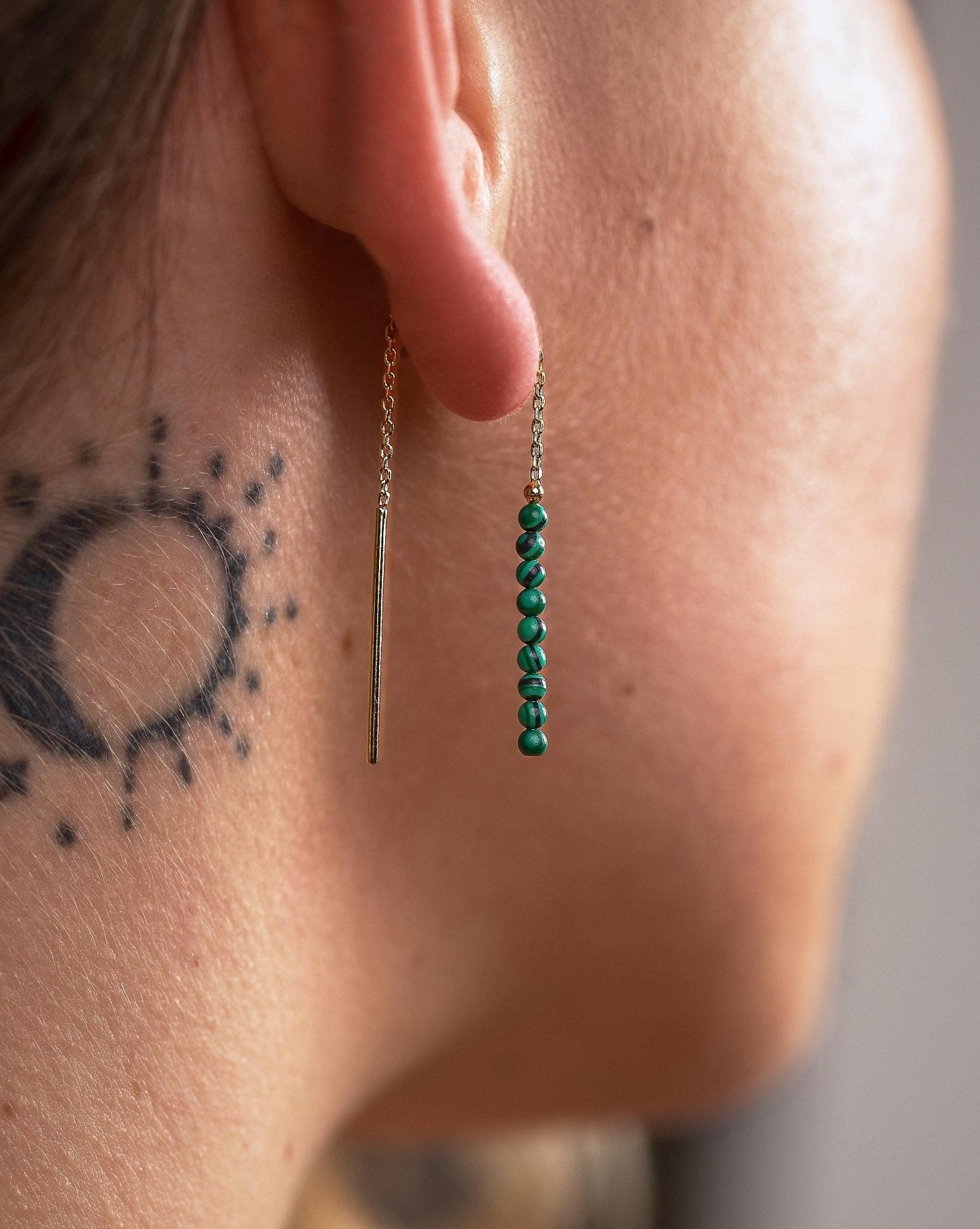 Tulita Malachite Chain Earrings - Malachite80MMALLchain drop earringsLunai Jewelry