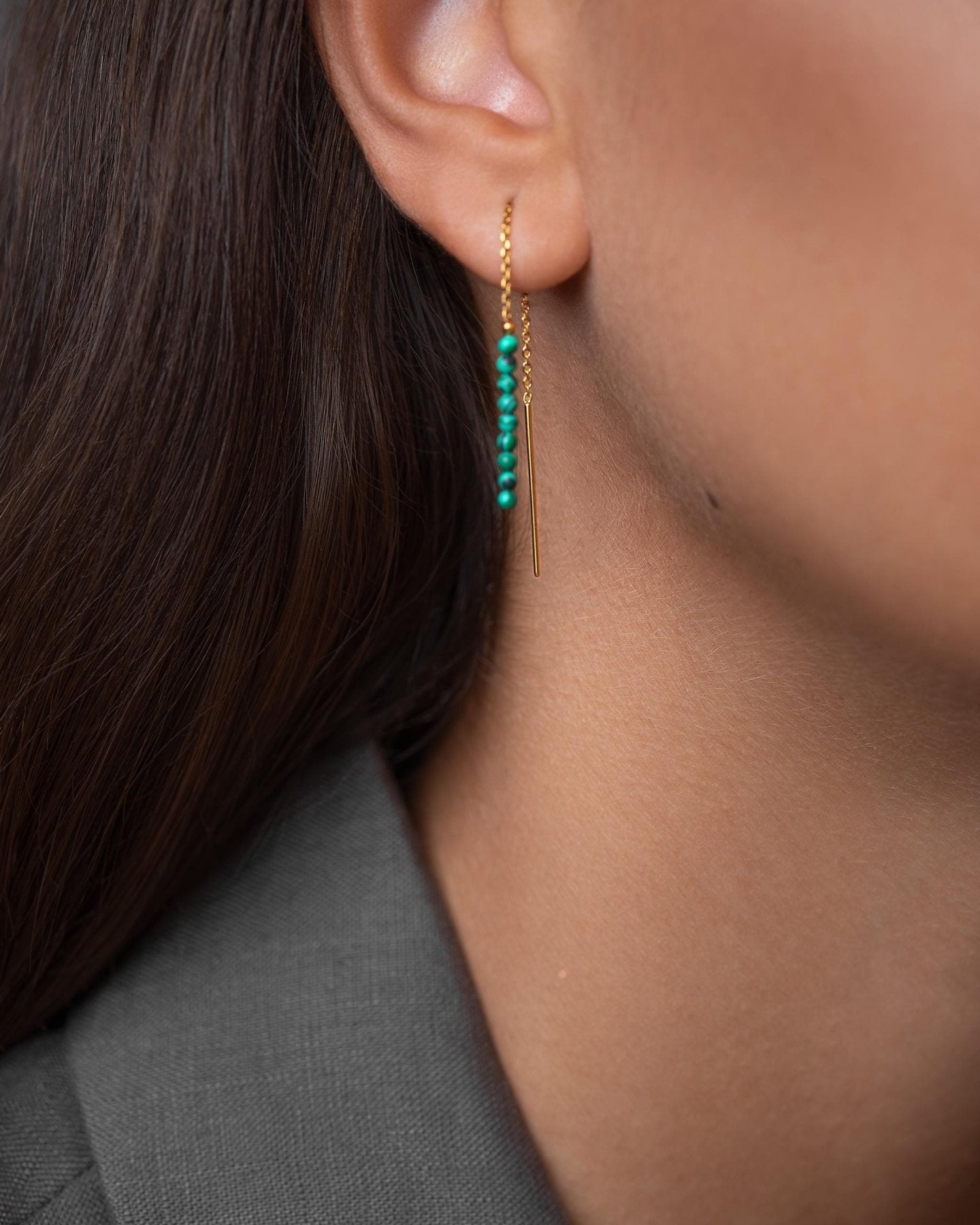 Tulita Malachite Chain Earrings - Malachite80MMALLchain drop earringsLunai Jewelry