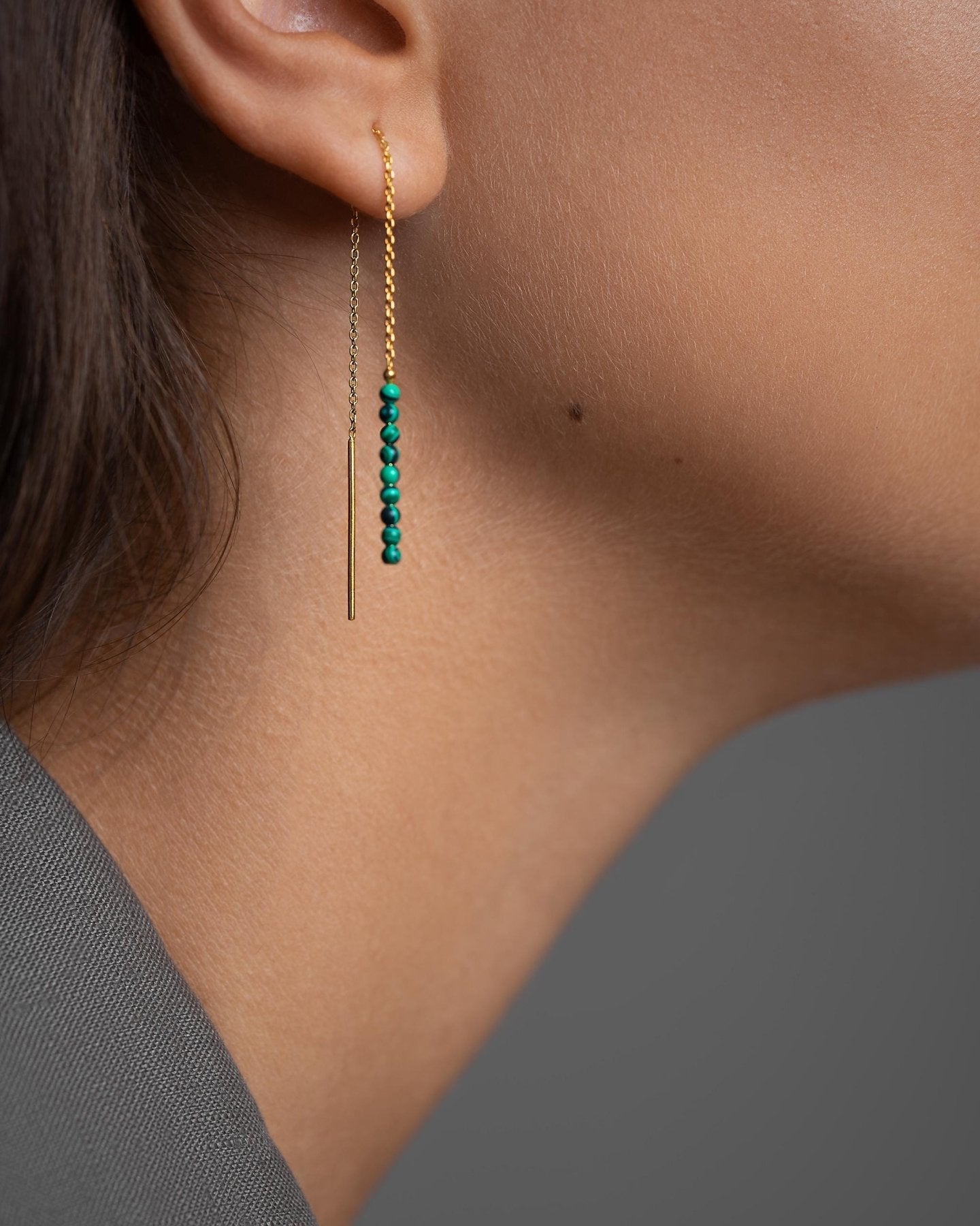 Tulita Malachite Chain Earrings - Malachite80MMALLchain drop earringsLunai Jewelry