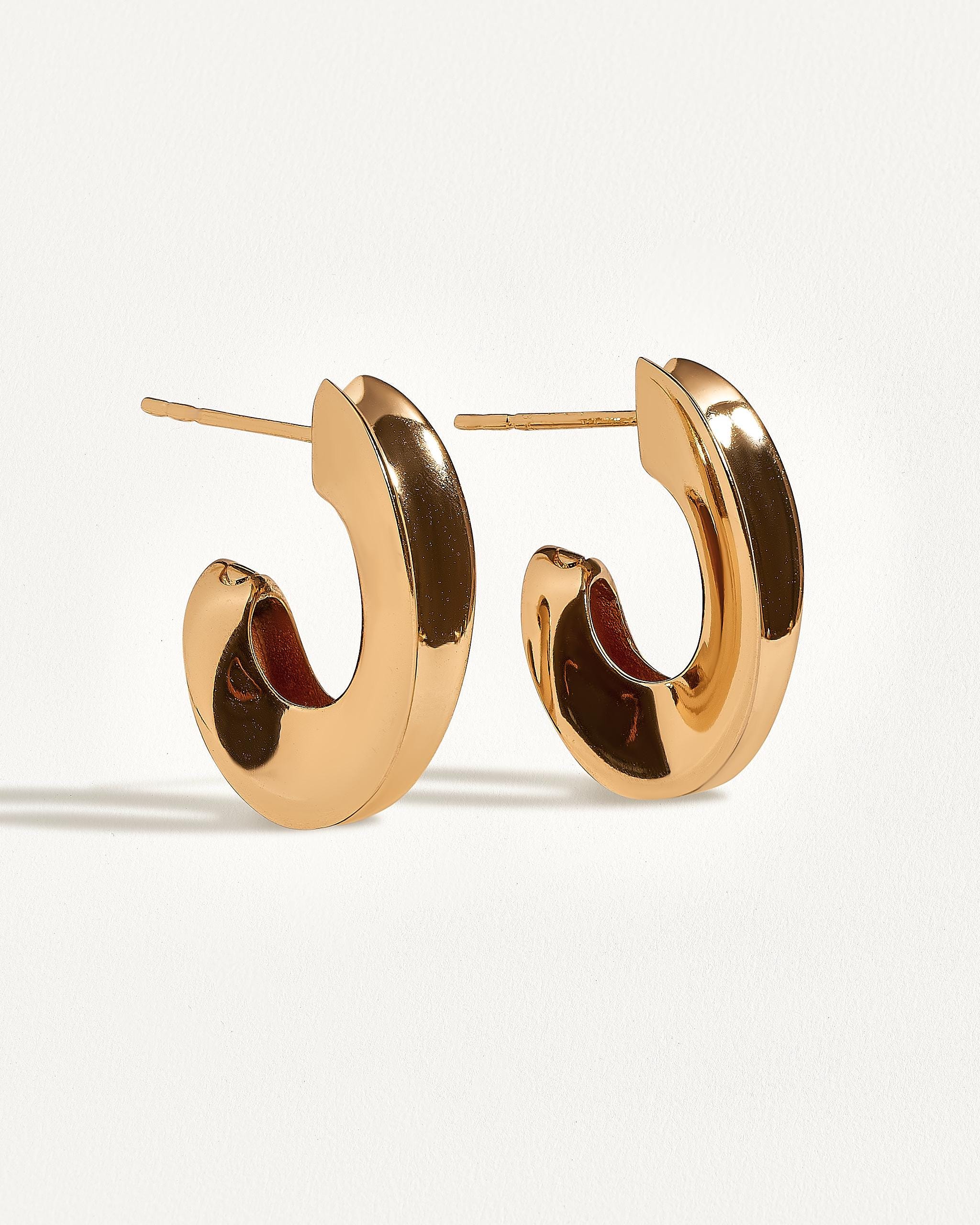Thick Oval Hoop Earrings, Medium Modern Open Hoops in Gold & Silver- STD160SML