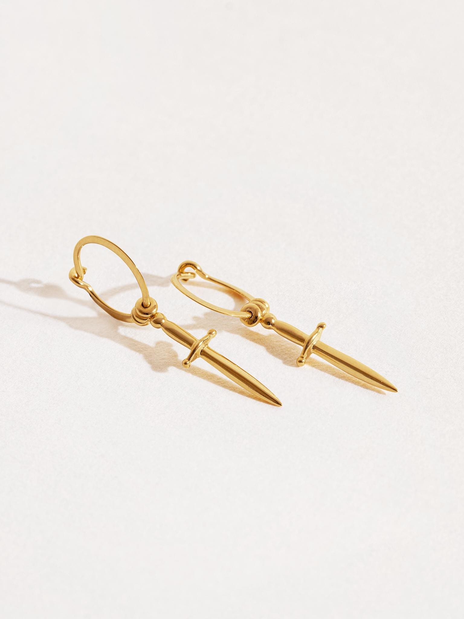 Sterling Silver Sword Dangle Hoop Earrings - Huggie Style Jewelry