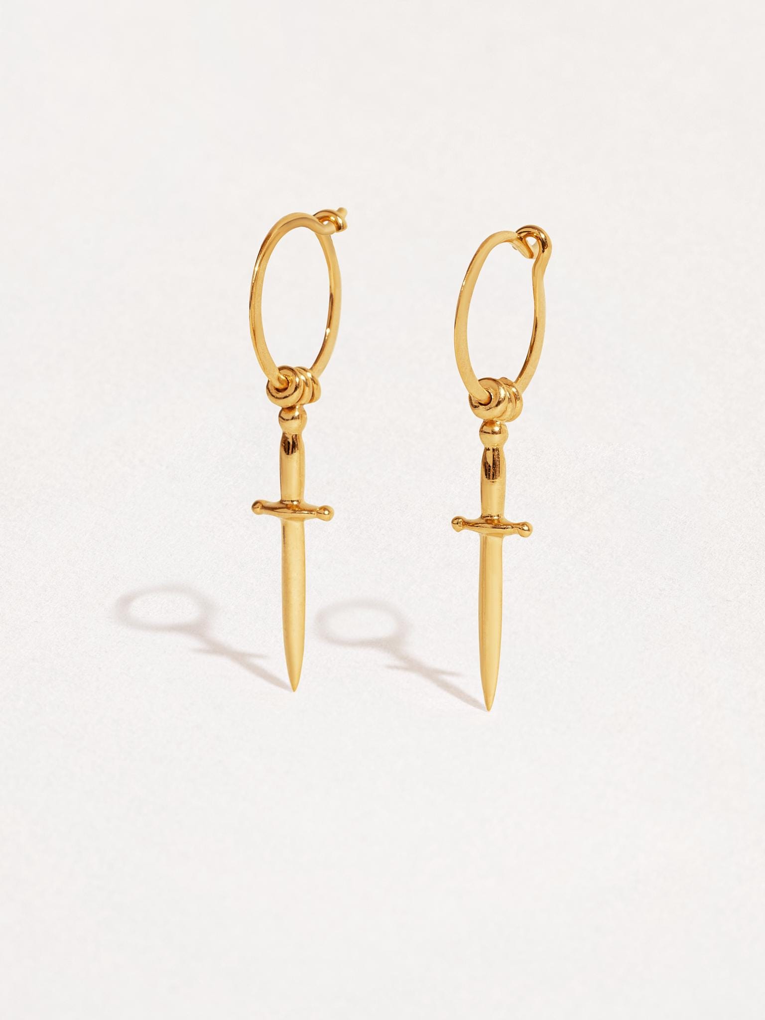Sterling Silver Sword Dangle Hoop Earrings - Huggie Style Jewelry