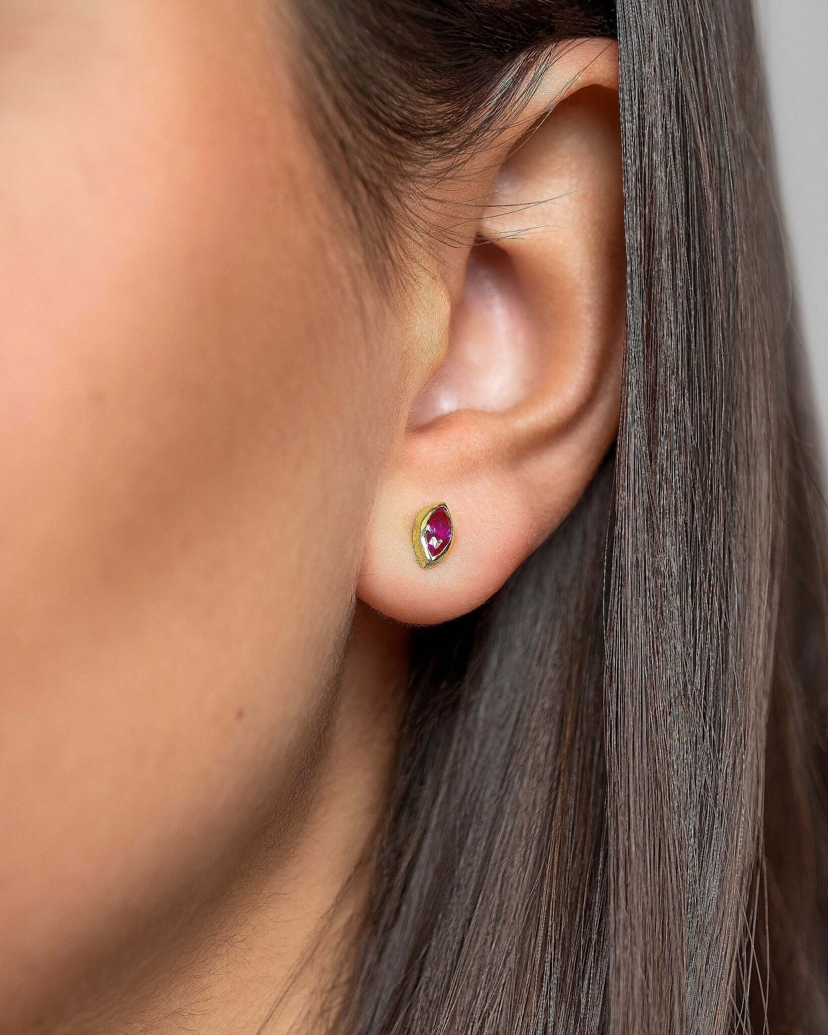 Ilvana Pink Ruby Gold Stud Earrings - Citrine Zirconbest selling itemsbirthstone earringsLunai Jewelry