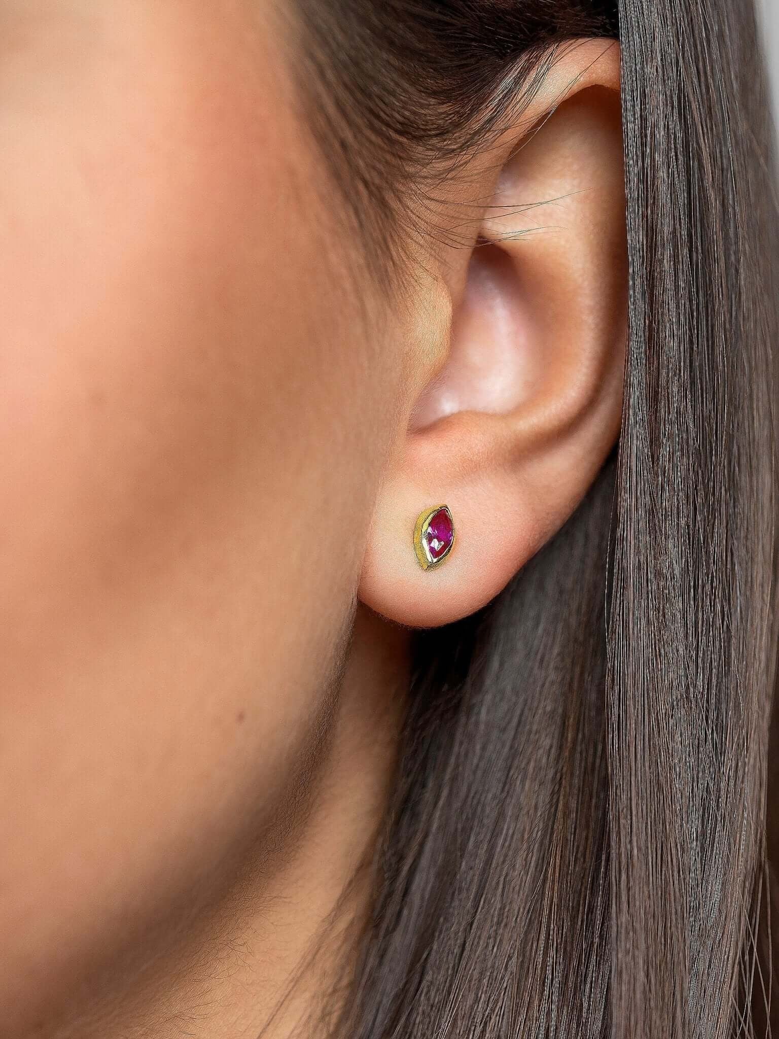Ilvana Pink Ruby Gold Stud Earrings - Citrine Zirconbest selling itemsbirthstone earringsLunai Jewelry