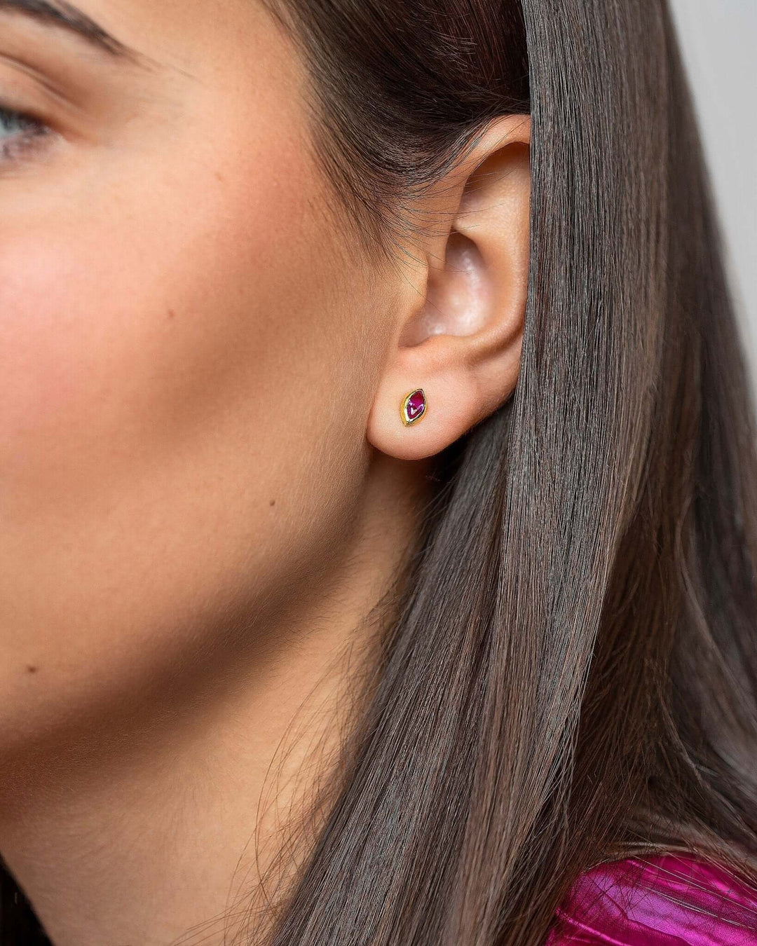 Ilvana Pink Ruby Gold Stud Earrings - Citrine Zirconbest selling itemsbirthstone earringsLunai Jewelry