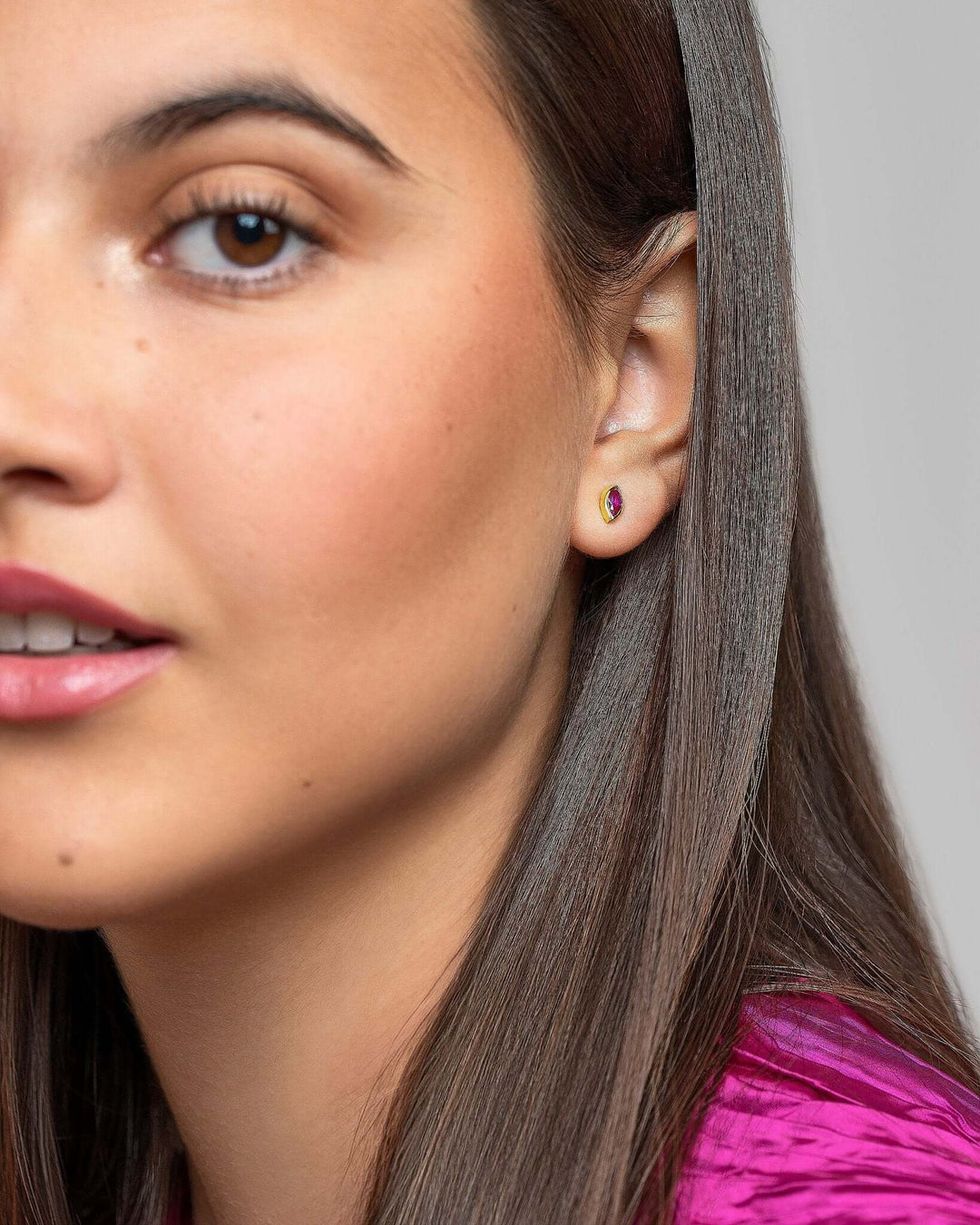 Ilvana Pink Ruby Gold Stud Earrings - Citrine Zirconbest selling itemsbirthstone earringsLunai Jewelry