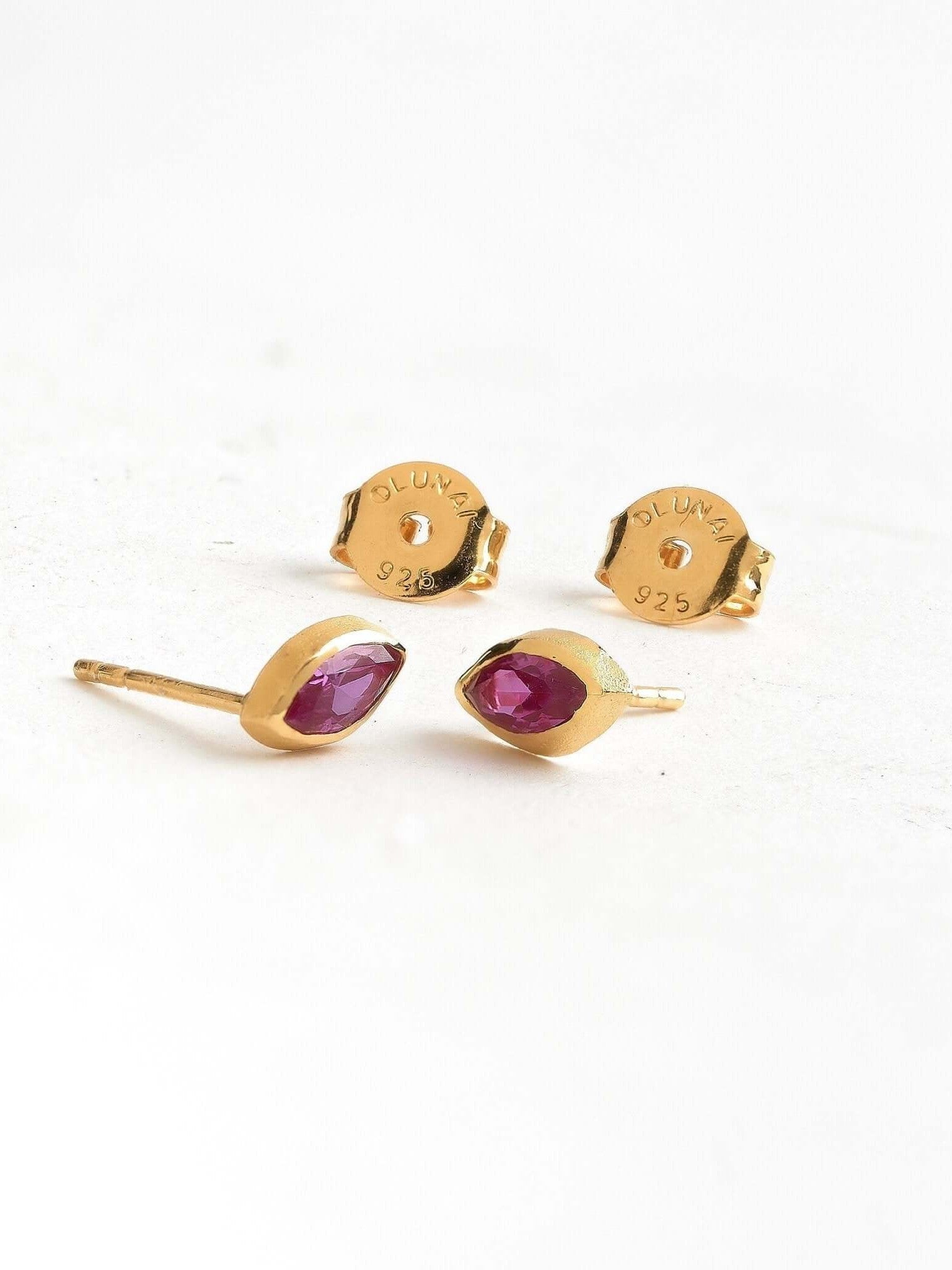 Ilvana Pink Ruby Gold Stud Earrings - Pink Rubybest selling itemsbirthstone earringsLunai Jewelry