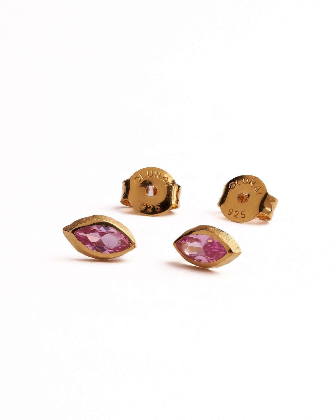 Ilvana Pink Ruby Gold Stud Earrings - Pink Tourmalinebest selling itemsbirthstone earringsLunai Jewelry