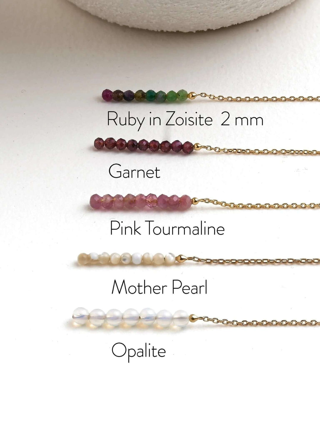 Kacie Dangle Chain Gemstone Earrings - 3. Pink Tourmaline105MMchain earringsdainty earringsLunai Jewelry