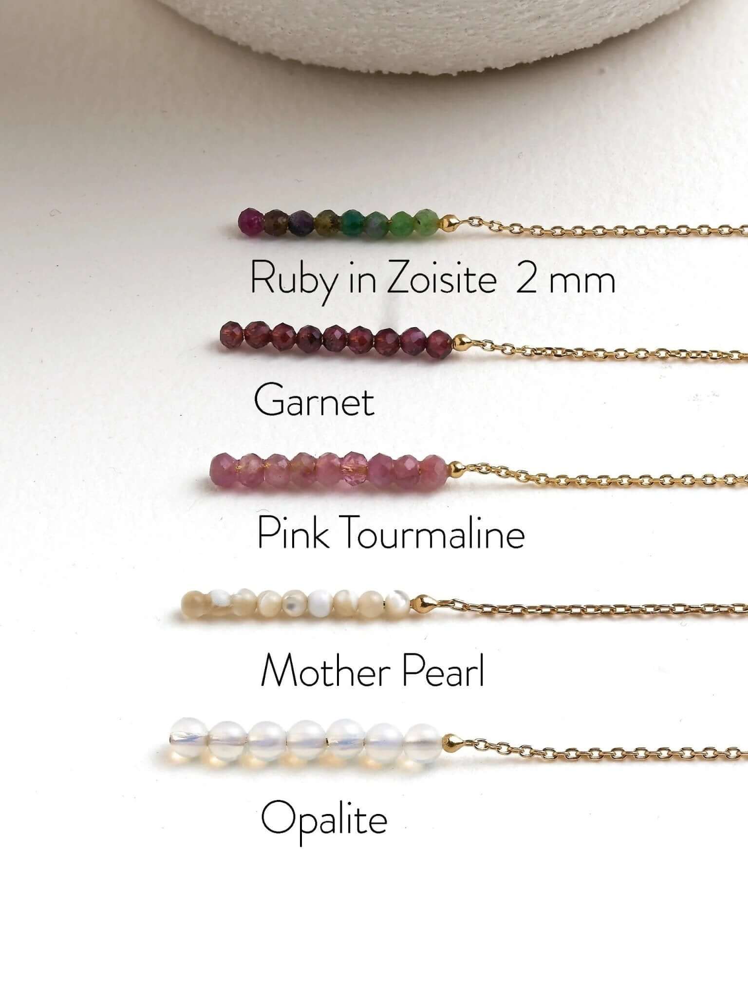 Kacie Dangle Chain Gemstone Earrings - 3. Pink Tourmaline105MMchain earringsdainty earringsLunai Jewelry