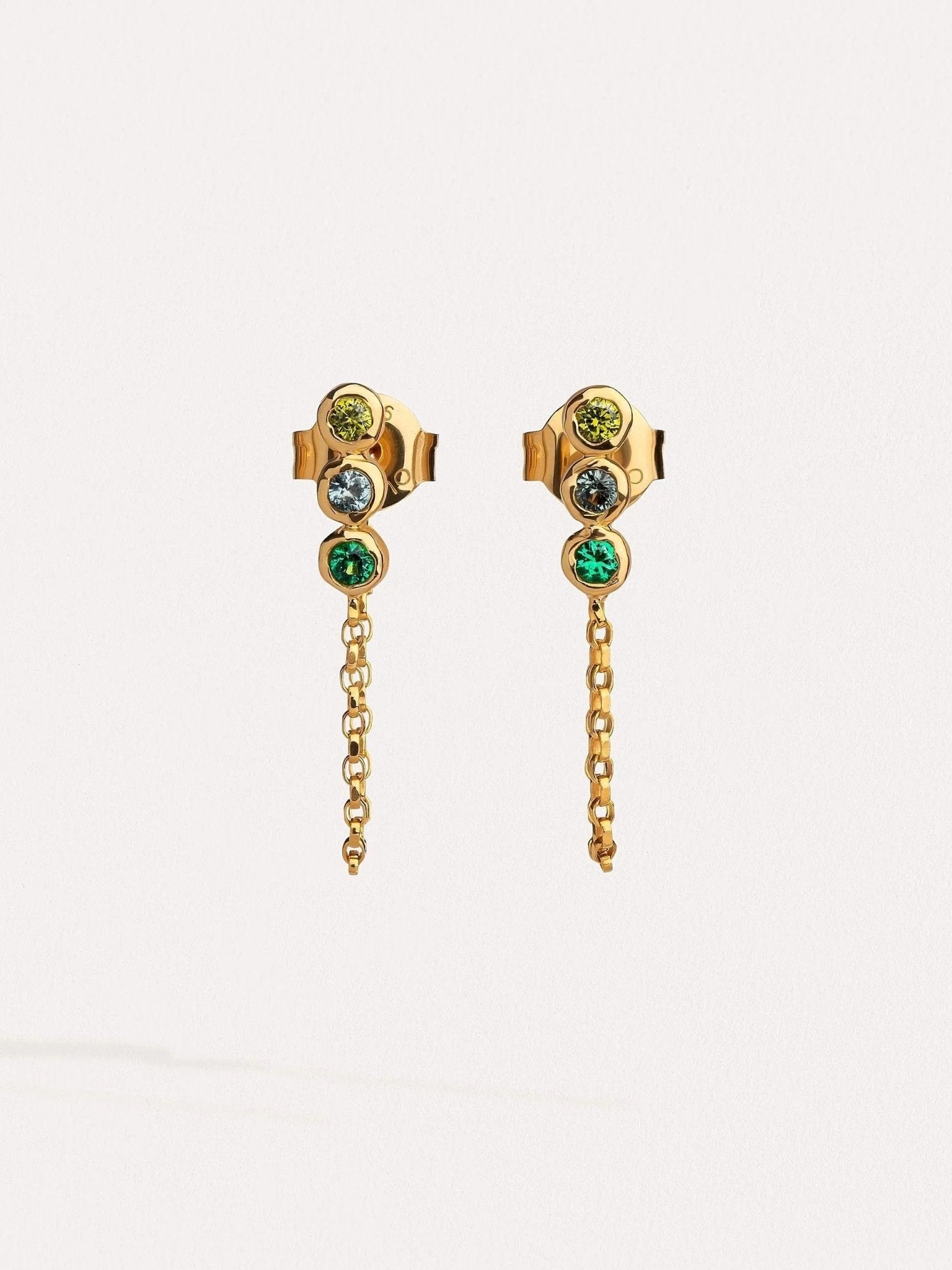 Kate Colorful Gemstone Earrings with Peridot, Emerald, Rhodolite, Ruby - GREENSAnniversary Giftchain earringsLunai Jewelry