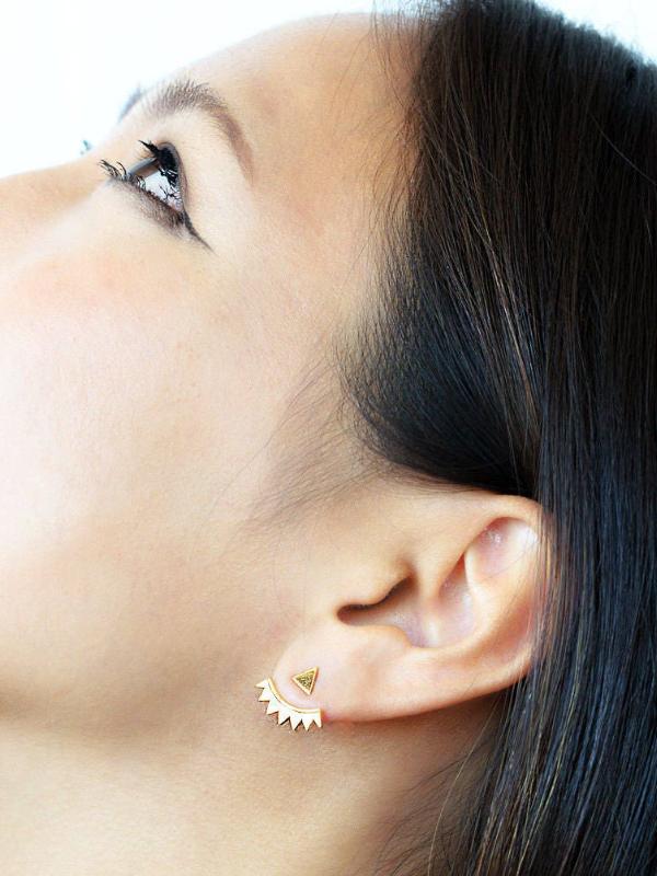 Kisrten Geometric Ear Jacket - 18K Rose Gold PlatedBackUpItemsBridesmaids GiftLunai Jewelry
