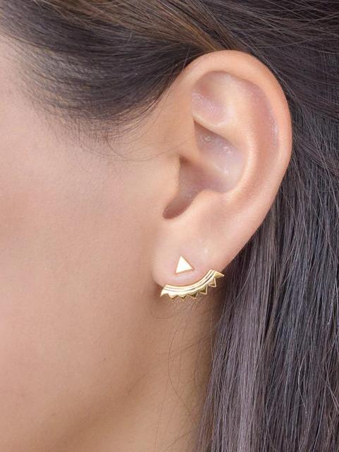 Kisrten Geometric Ear Jacket - 24K Gold PlatedBackUpItemsBridesmaids GiftLunai Jewelry