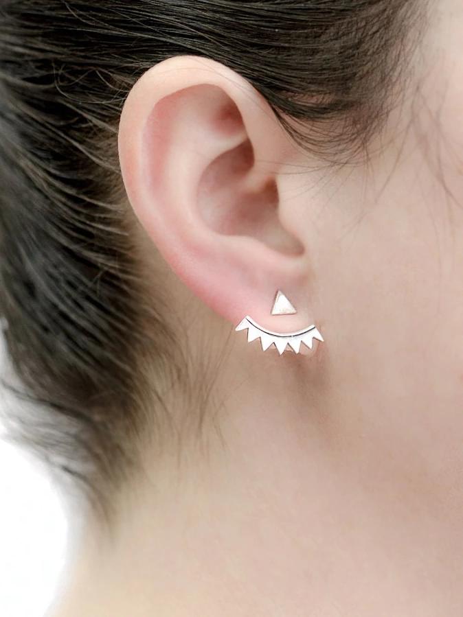Kisrten Geometric Ear Jacket - 925 Sterling SilverBackUpItemsBridesmaids GiftLunai Jewelry