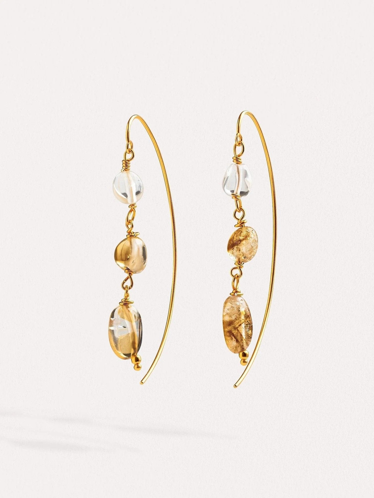 Liz Gold Citrine Hoop Earrings - Natural Citrineboho earringschandelier earringsLunai Jewelry