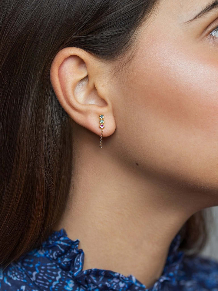 Martina Gemstone Earrings with Ruby, Emerald, Swiss Blue Topaz - MULTIAnniversary Giftbirthstone earringsLunai Jewelry