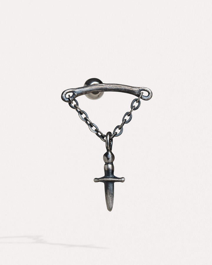 Olly Helix Sword Flat Back Earrings - 925 Silver OxideScrew Back Ball 18GAbody jewelrycute earringsLunai Jewelry