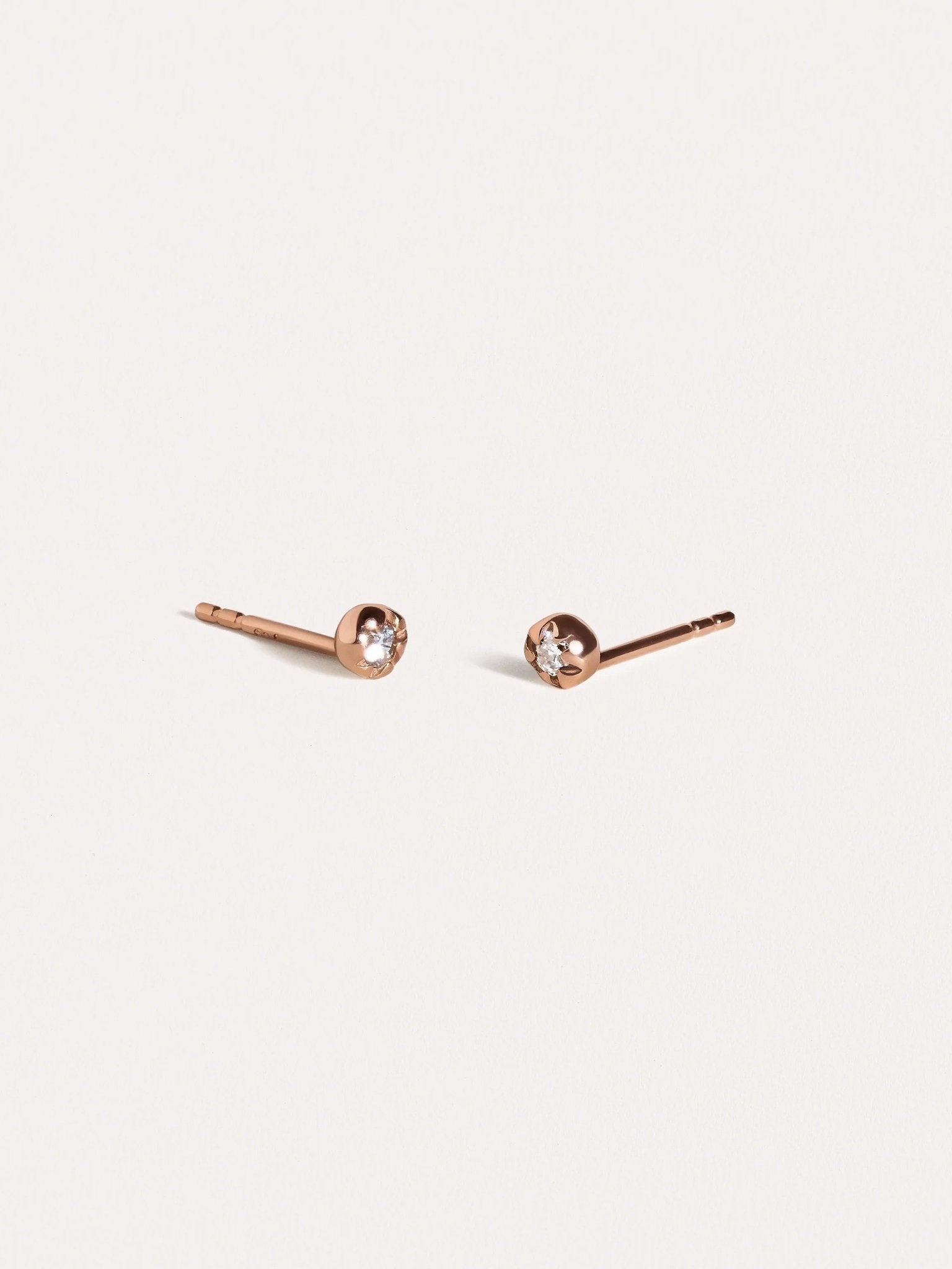 Petite Flower Earrings - 18K Rose Gold PlatedWhite ZirconBackUpItemsBest Friend GiftLunai Jewelry